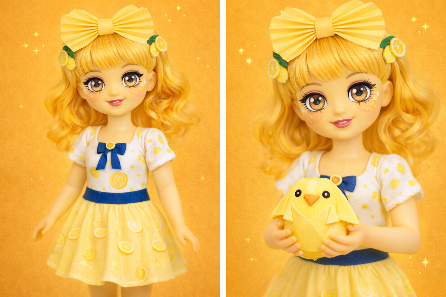 Lemon Chick Origami Template 11.5 inch Hair Bow and Matching Chick Pet