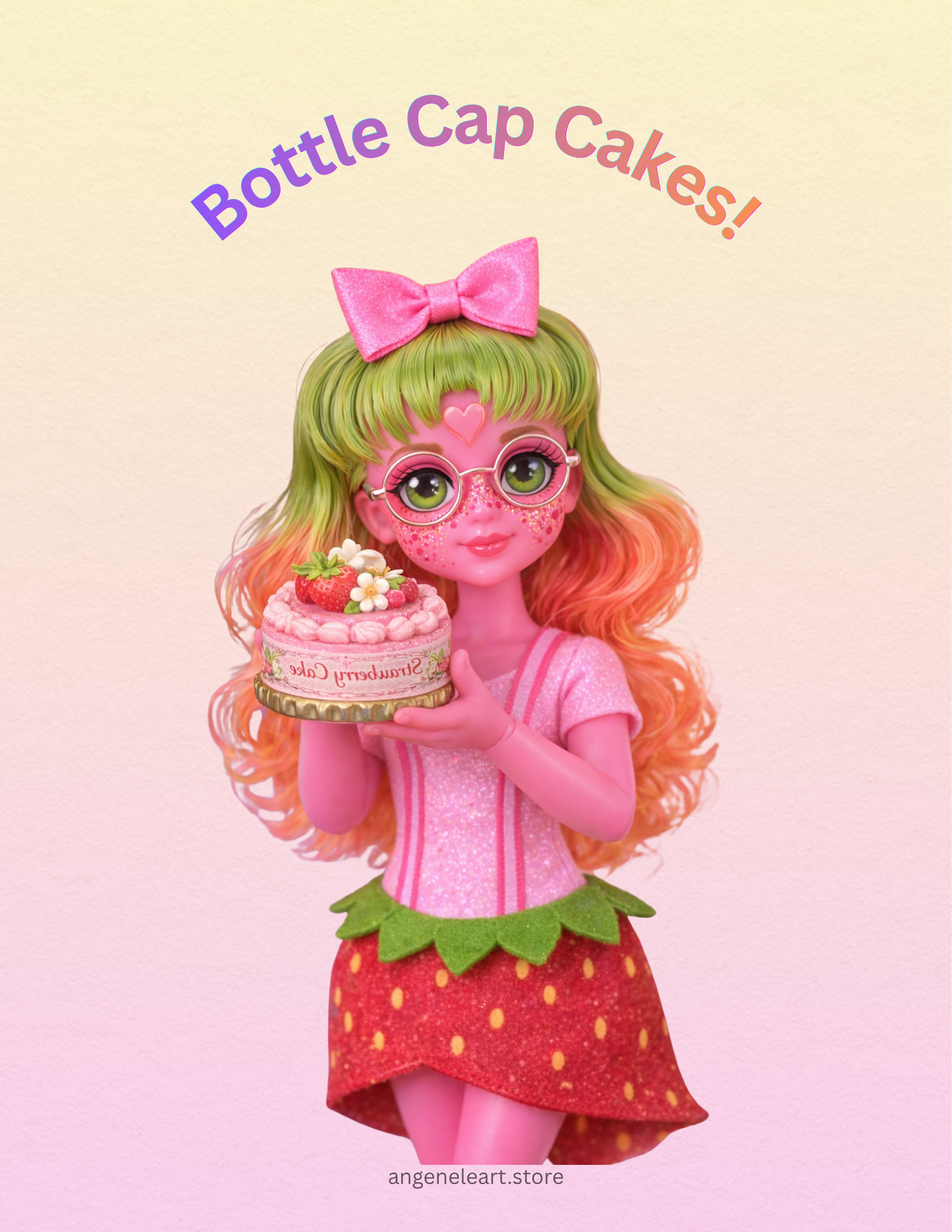 Strawberry Bottle Cap Cakes Printable