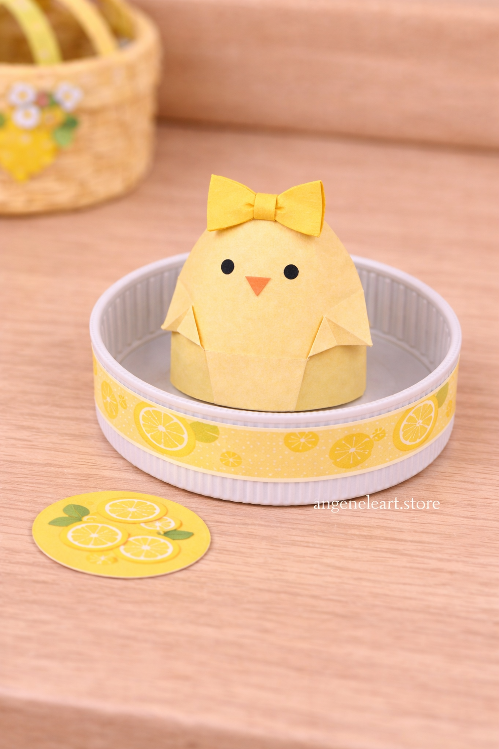 Lemon Chick Origami Template 11.5 inch Hair Bow and Matching Chick Pet