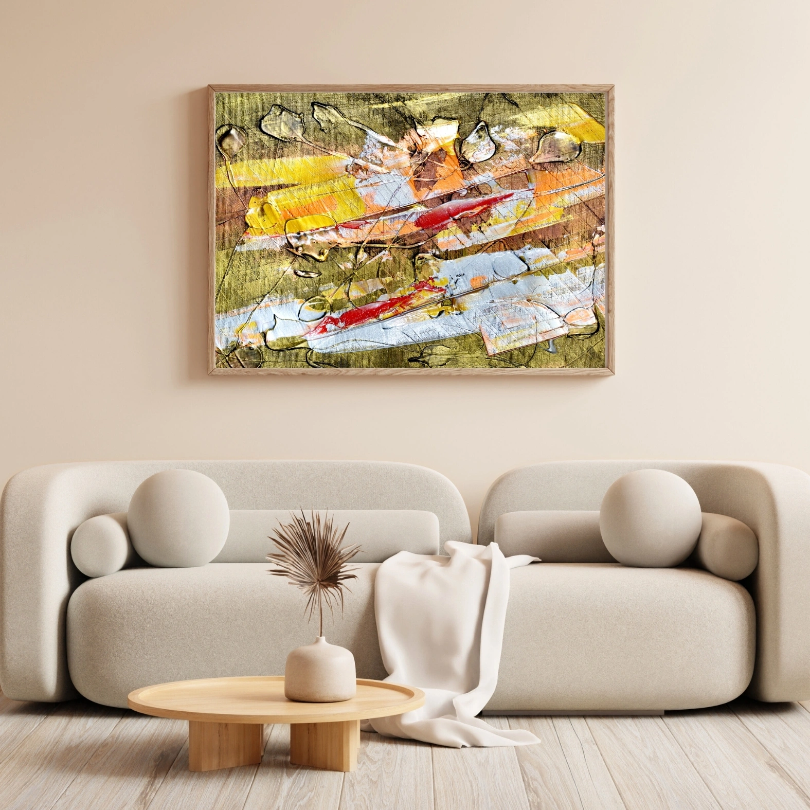 Red Gold Sky Art | Textured Abstract Printable Art