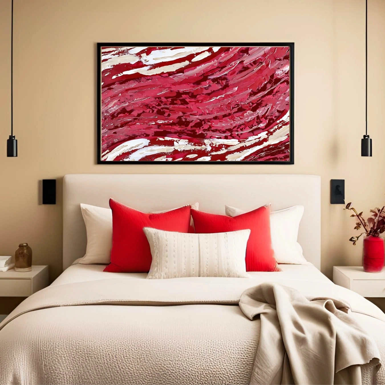 Red Pink Brush Texture | Bold Abstract Printable