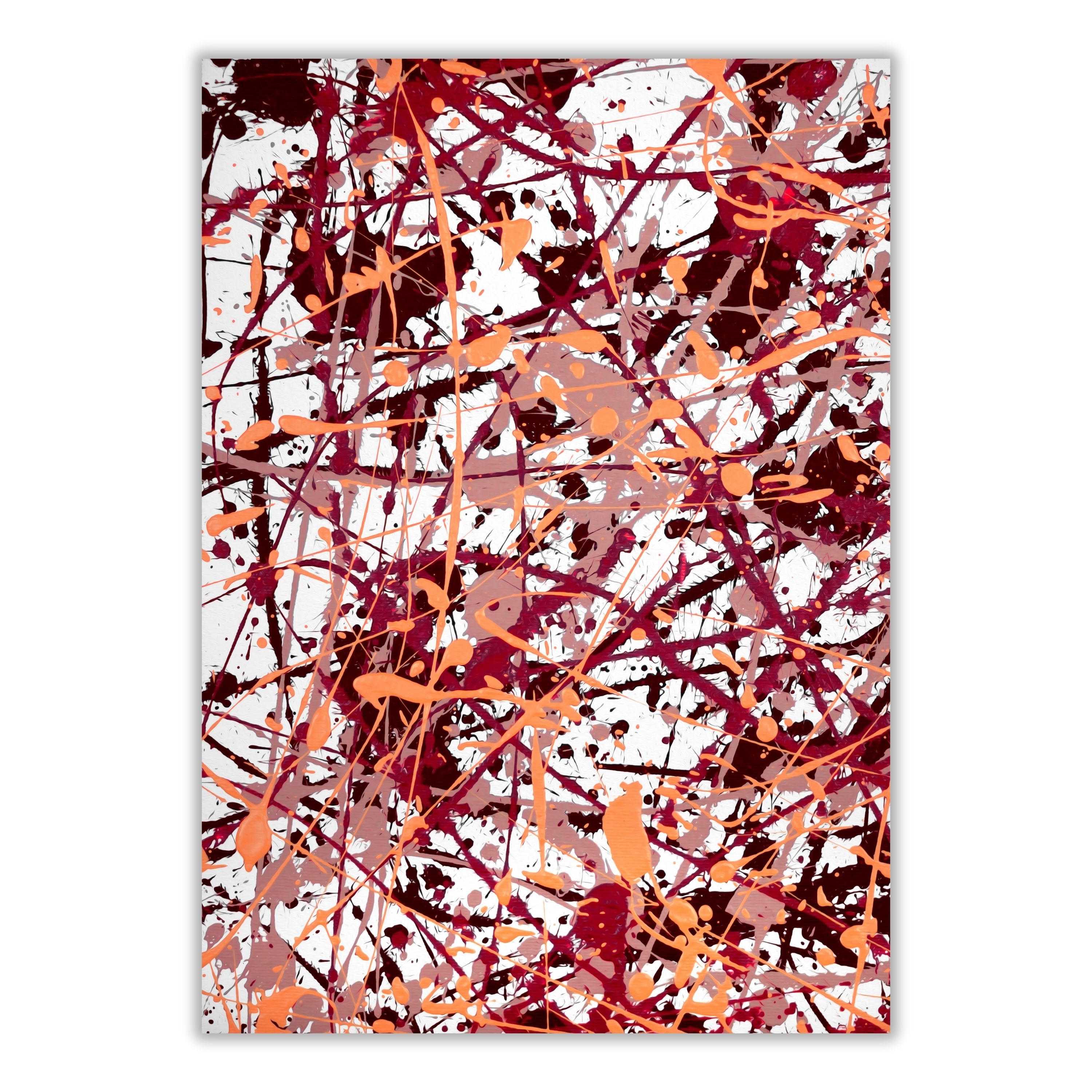 Red Orange Pink Wall Art | Splatter Abstract Digital Print