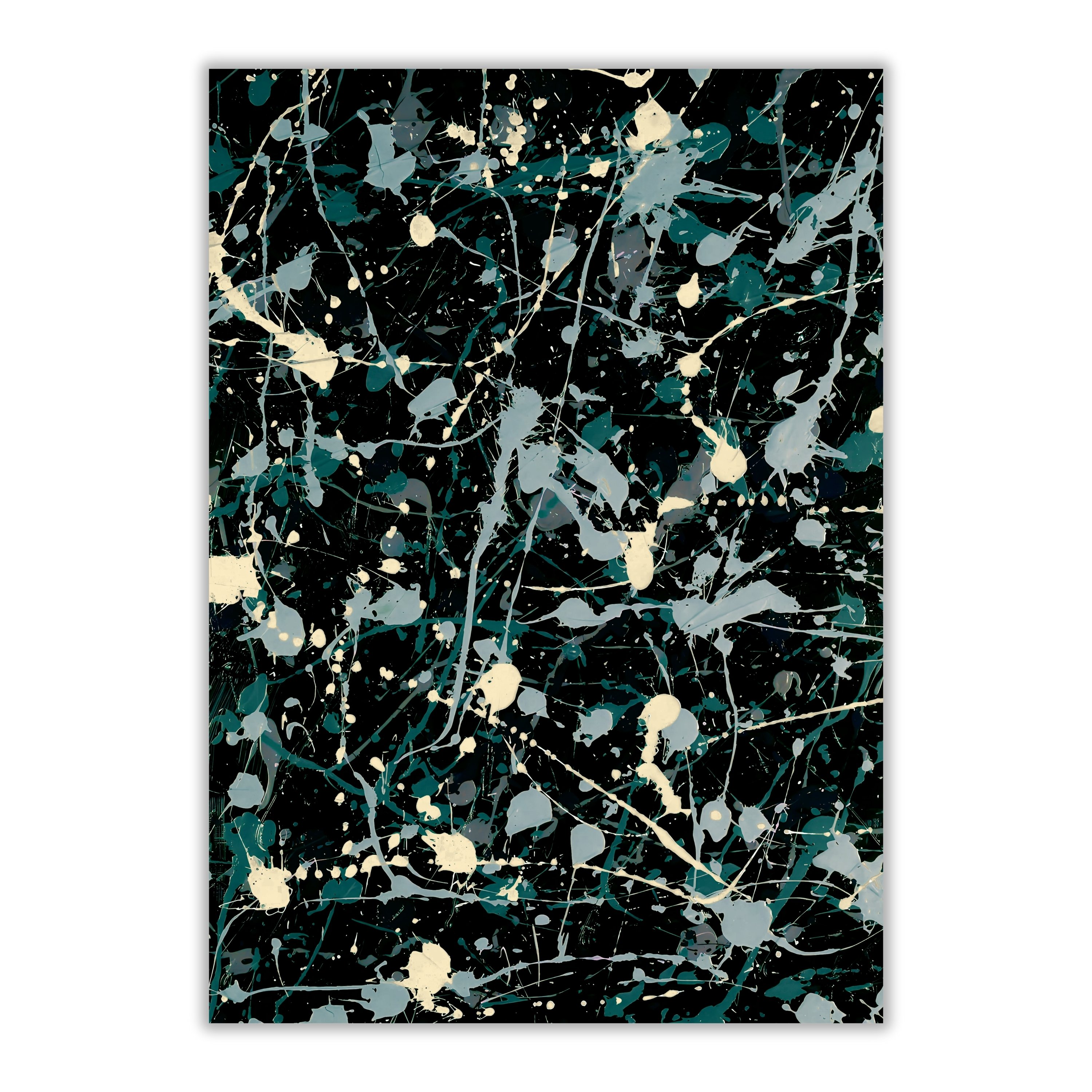 Teal Black Splatter Art | Modern Beige Digital Download