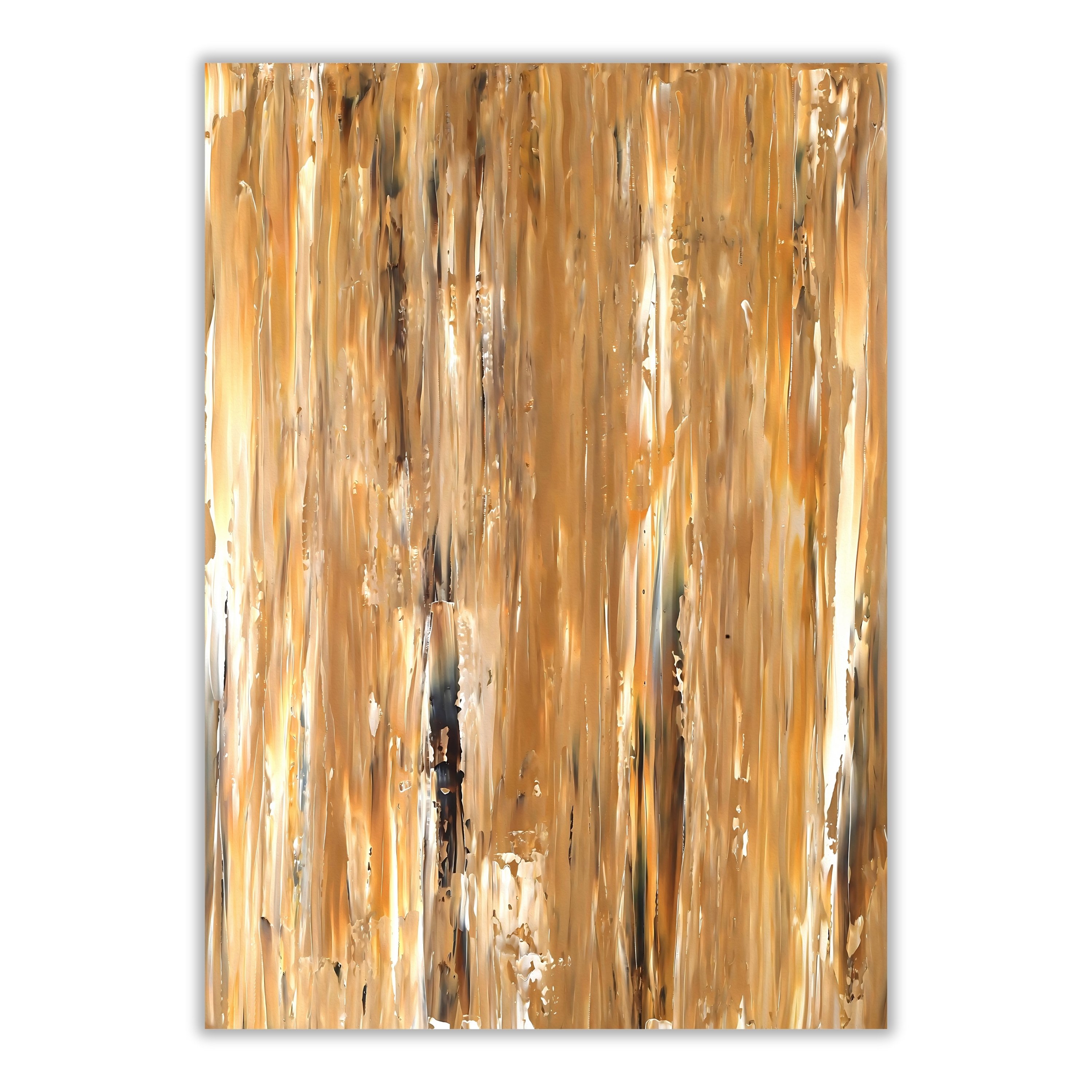 Golden Wood Grain Art Print | Hand-Painted Abstract Digital