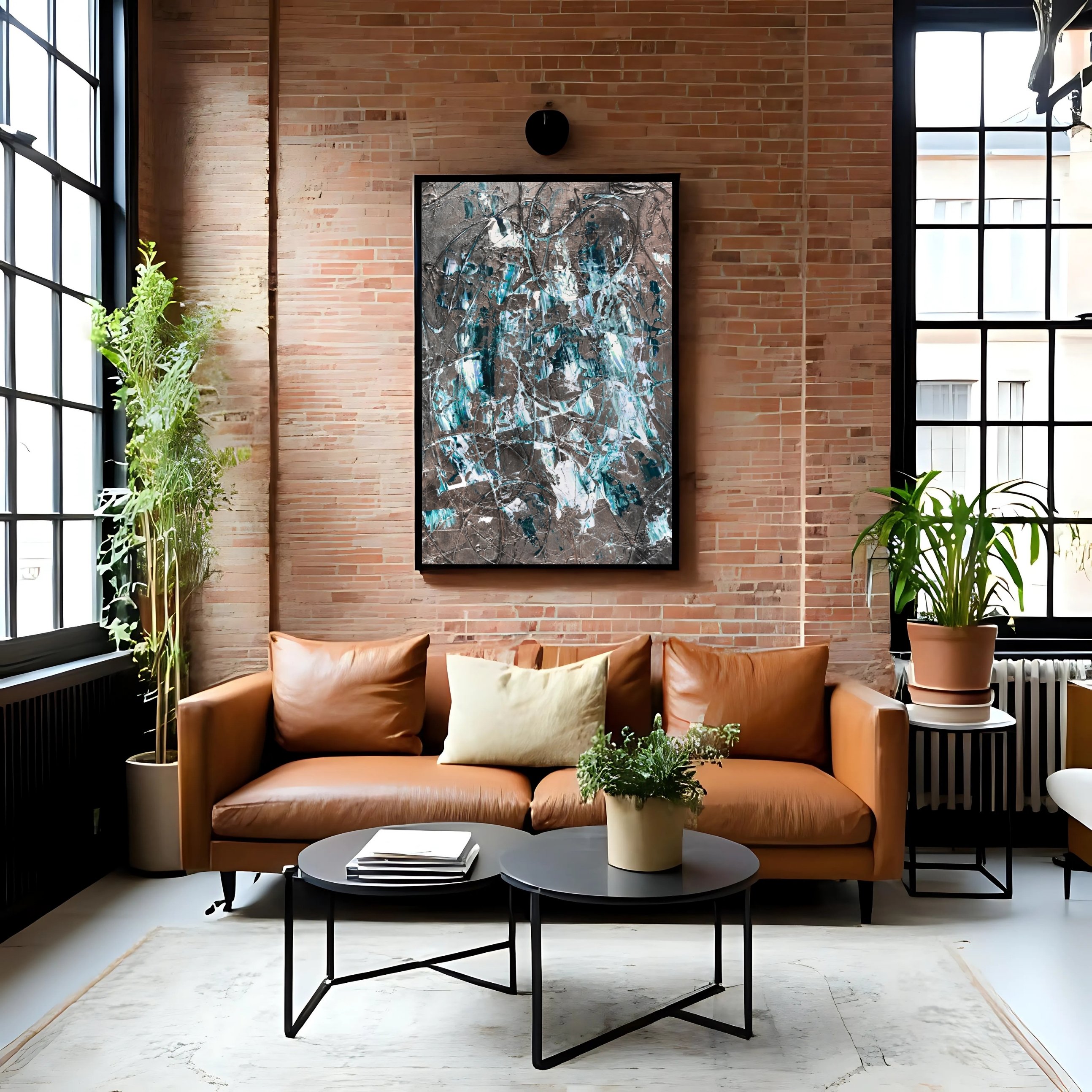 Teal Silver Ocean Wall Art | Textured Abstract Digital Print