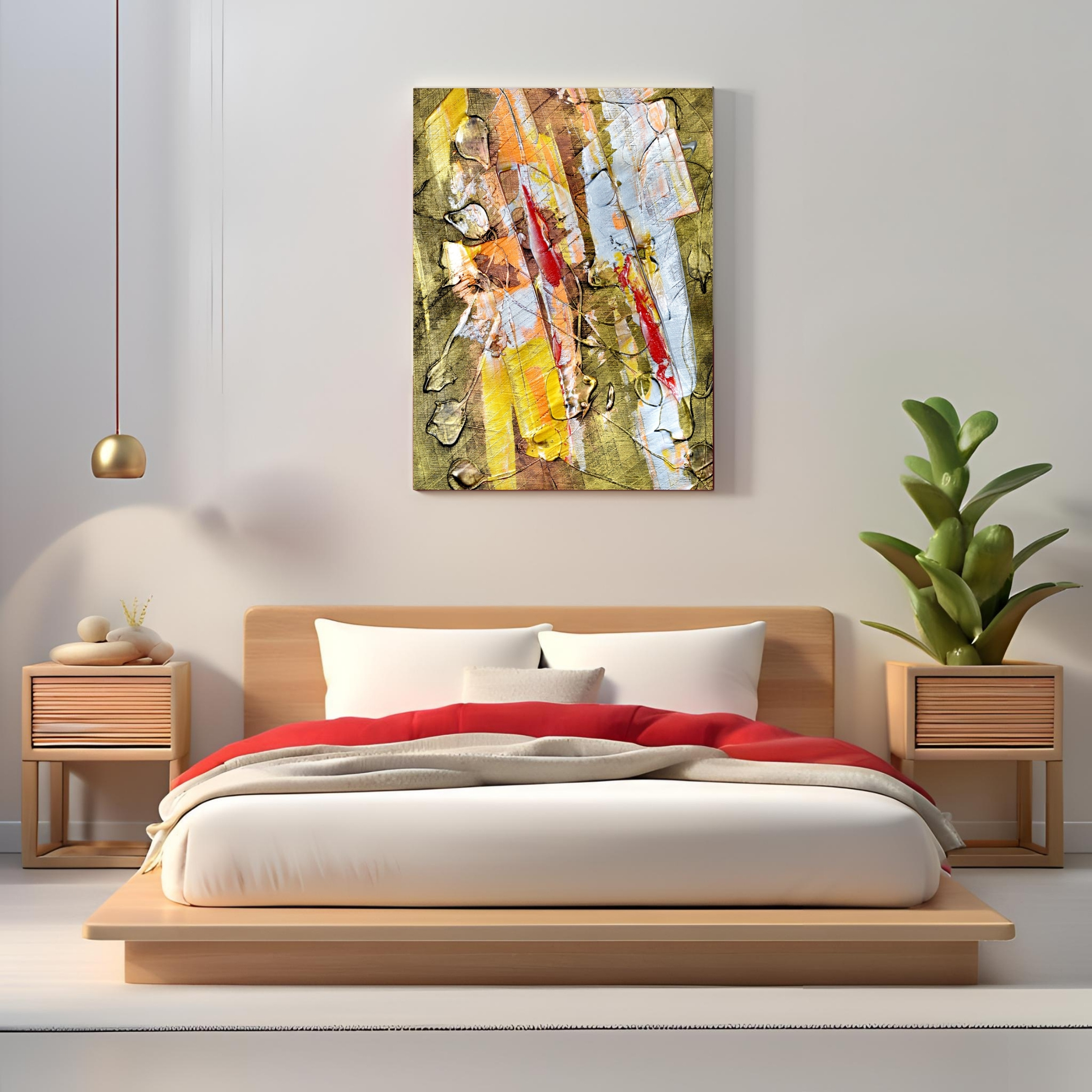 Red Gold Sky Art | Textured Abstract Printable Art