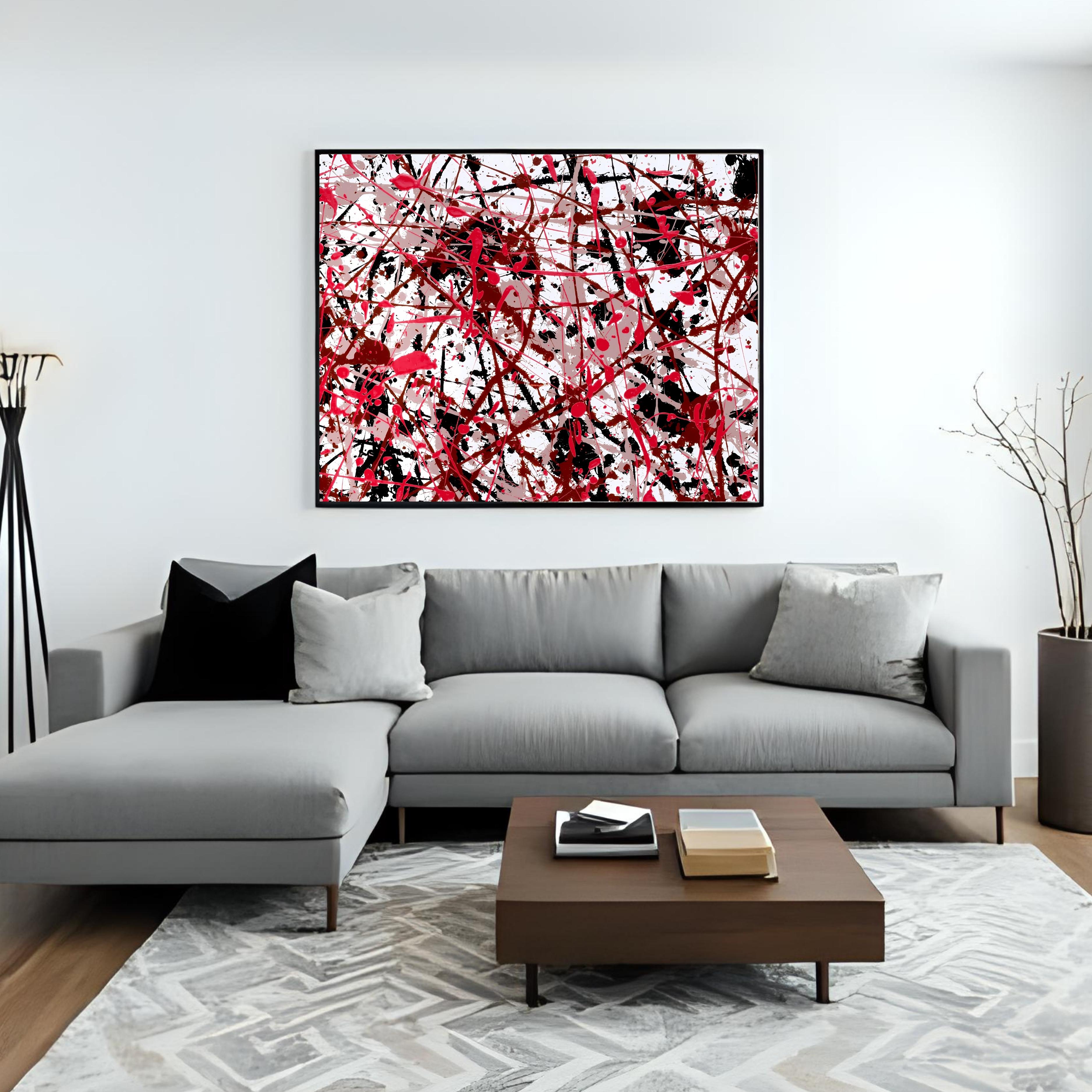 Red Black Splatter Art |  Modern Abstract Download