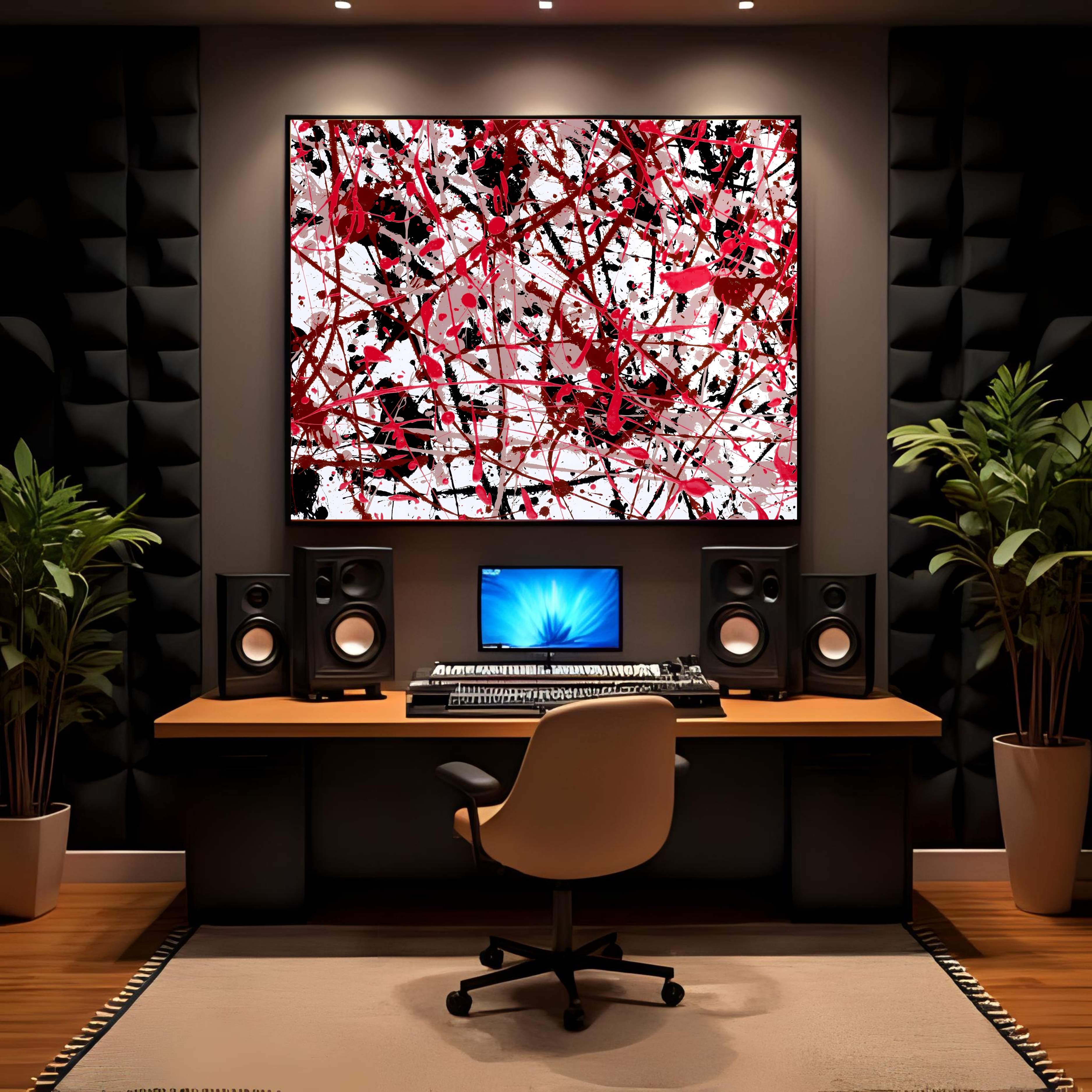 Red Black Splatter Art |  Modern Abstract Download