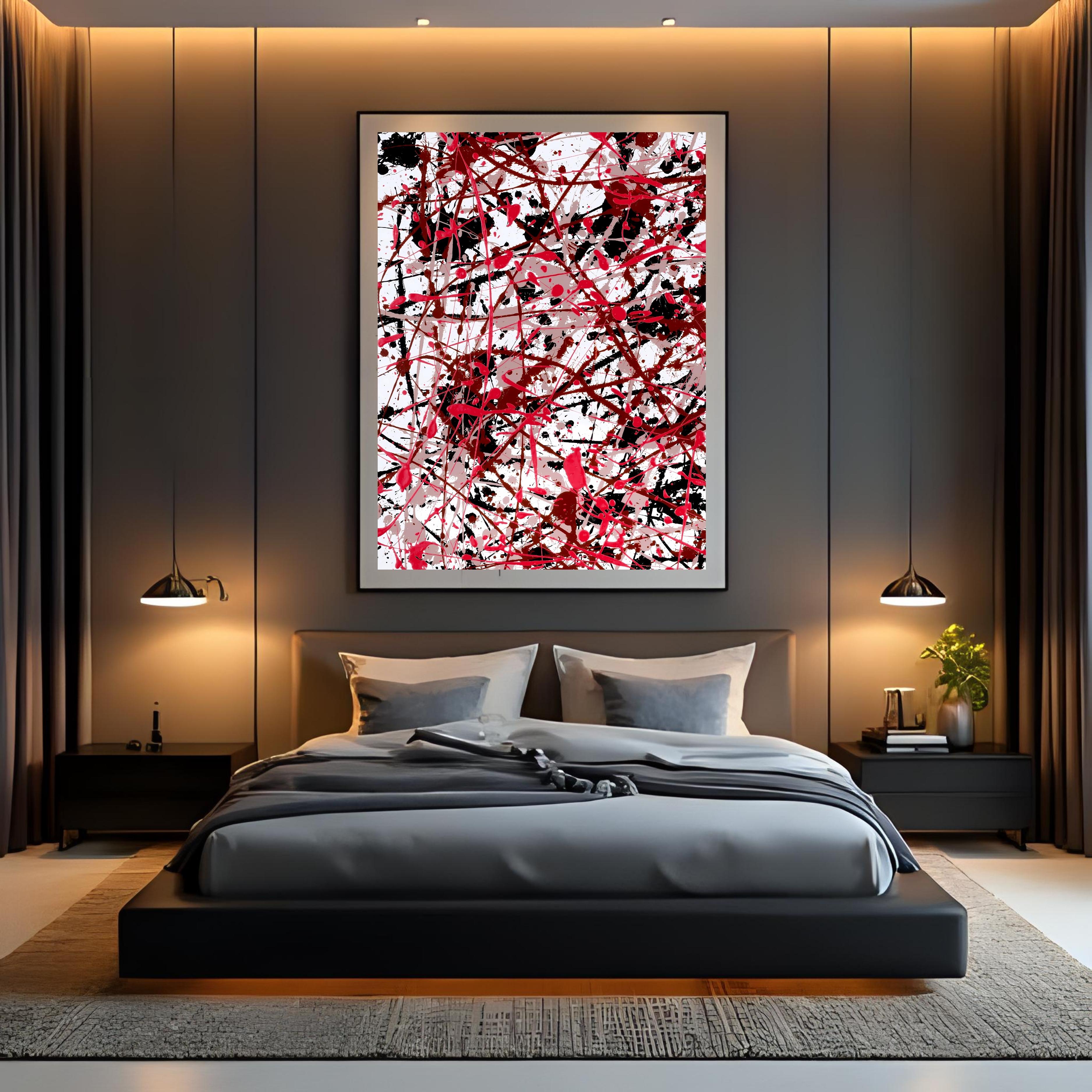 Red Black Splatter Art |  Modern Abstract Download