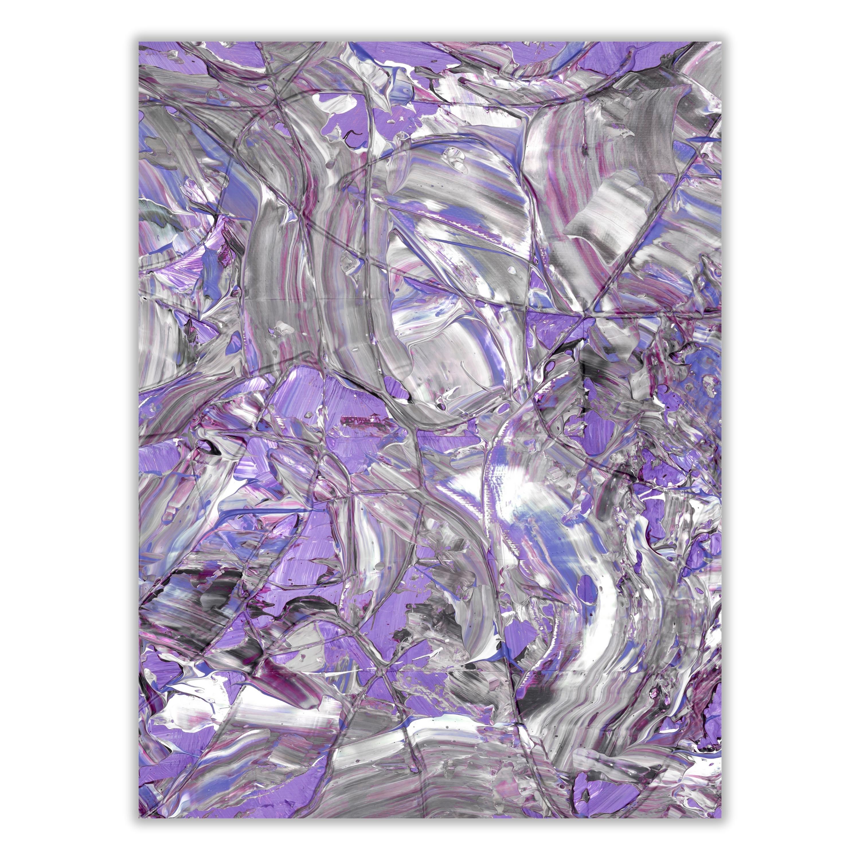 Lavender Silver Abstract Print | Metallic Purple Wall Art