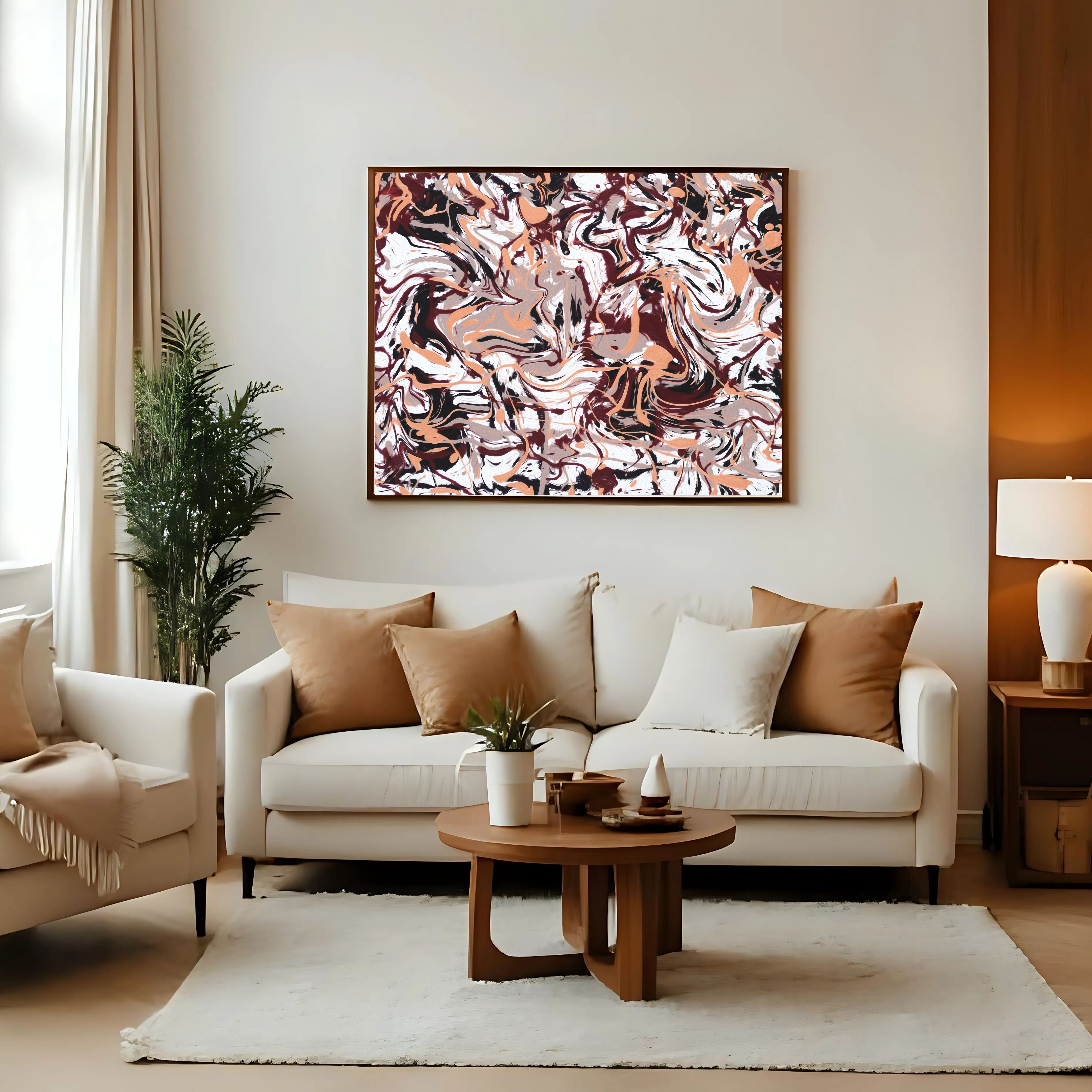 Terracotta Marble Art Print | Peach Brown Abstract Download