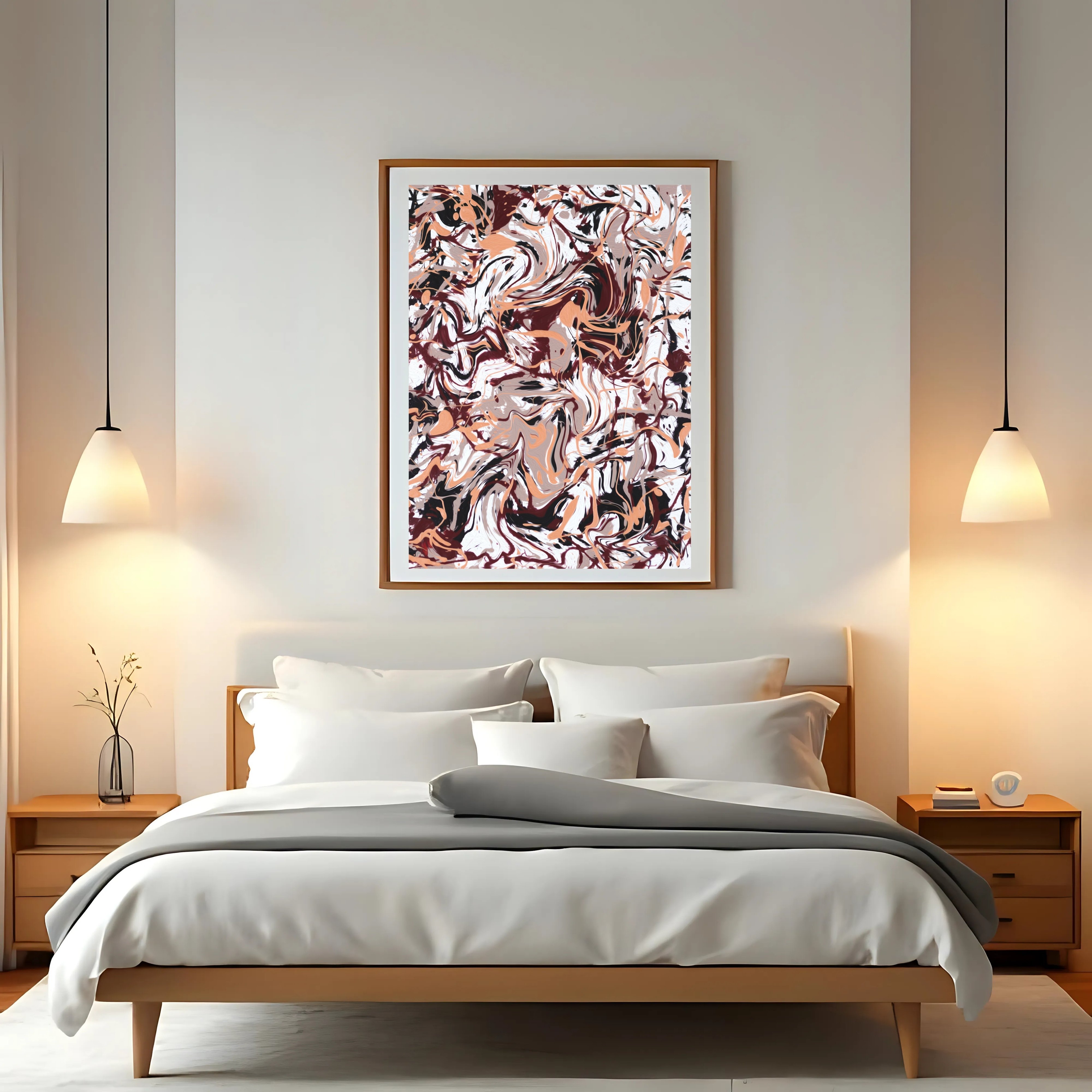 Terracotta Marble Art Print | Peach Brown Abstract Download