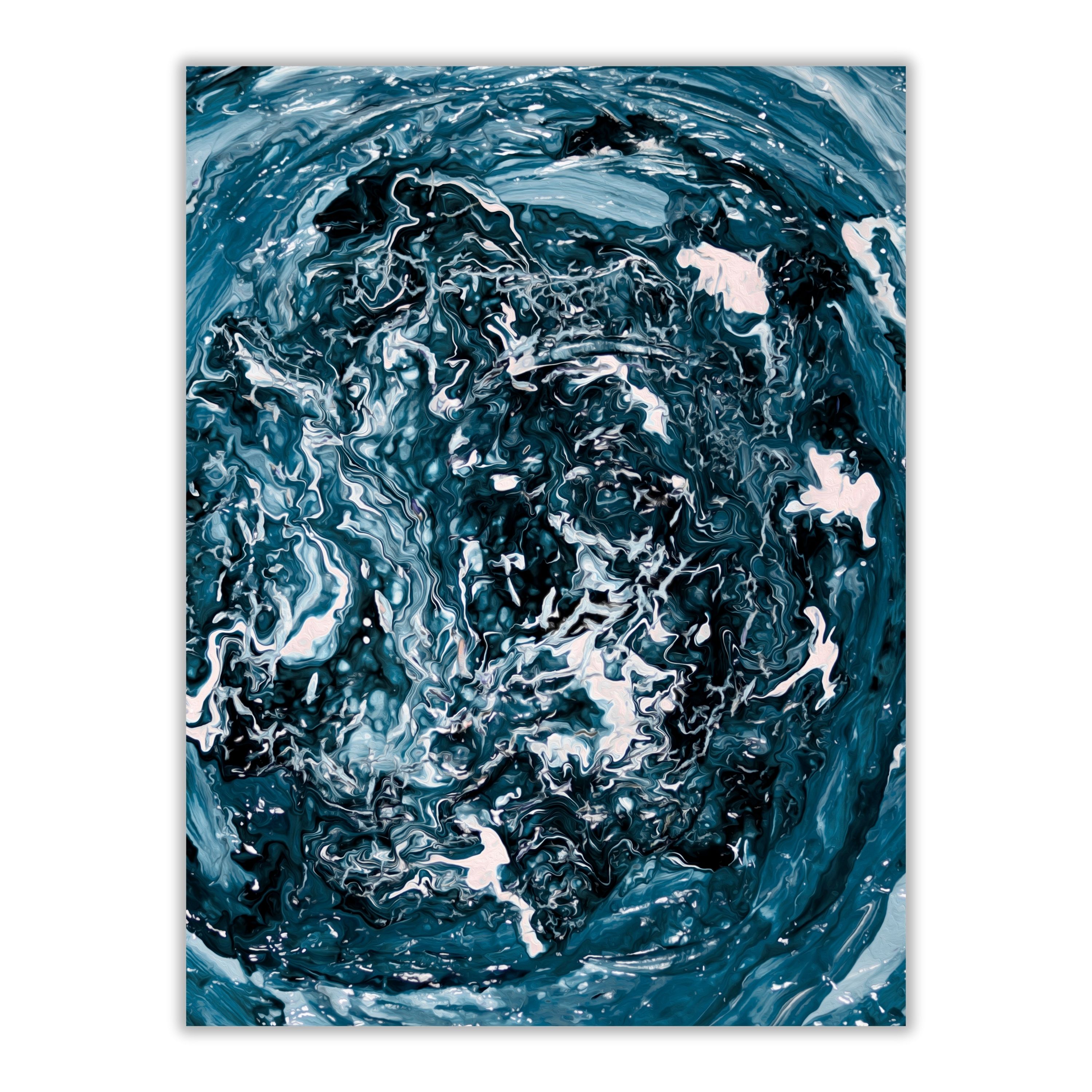 Swirling Ocean Abstract Print | Teal White Wall Art