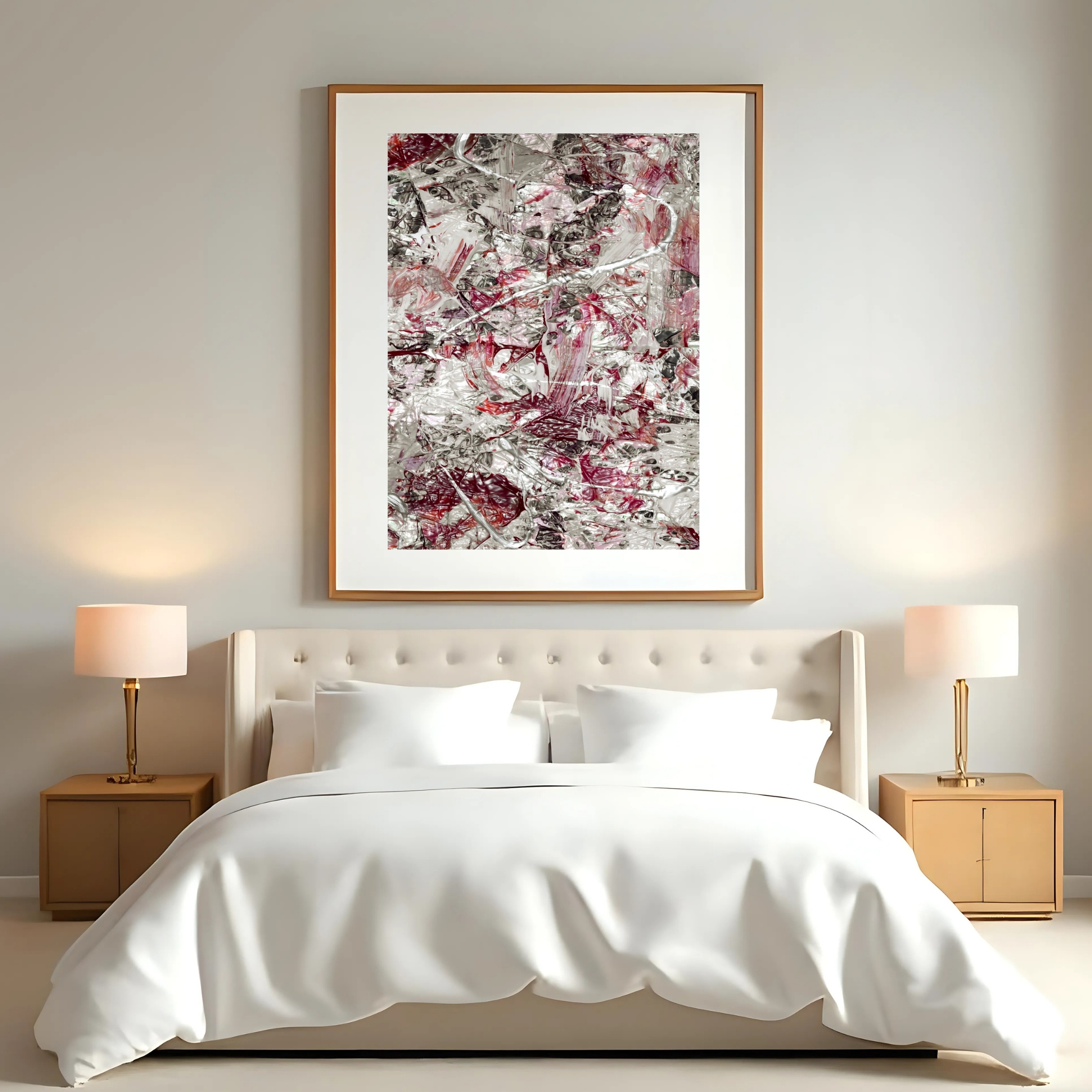 Red Silver Abstract Print | Metallic Digital Download 