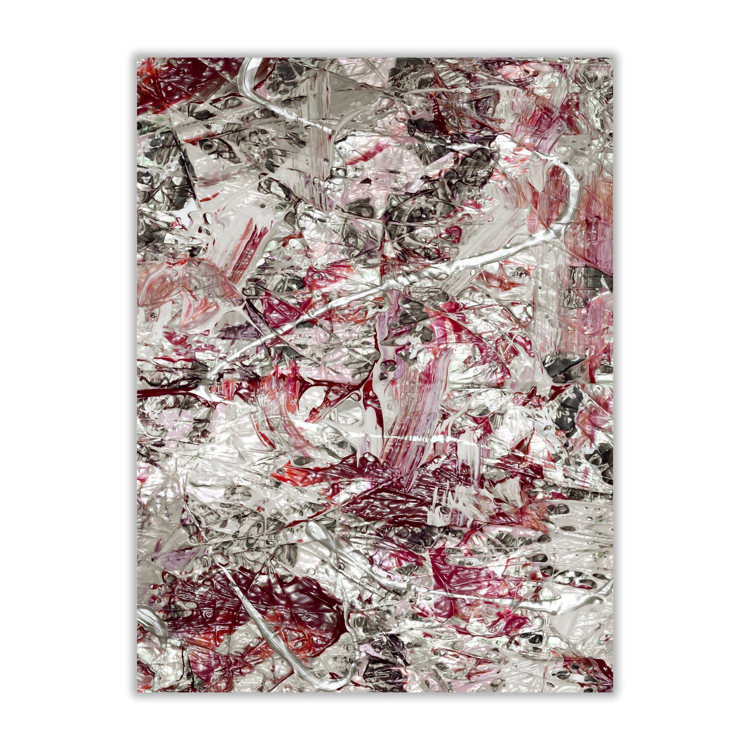 Red Silver Abstract Print | Metallic Digital Download 