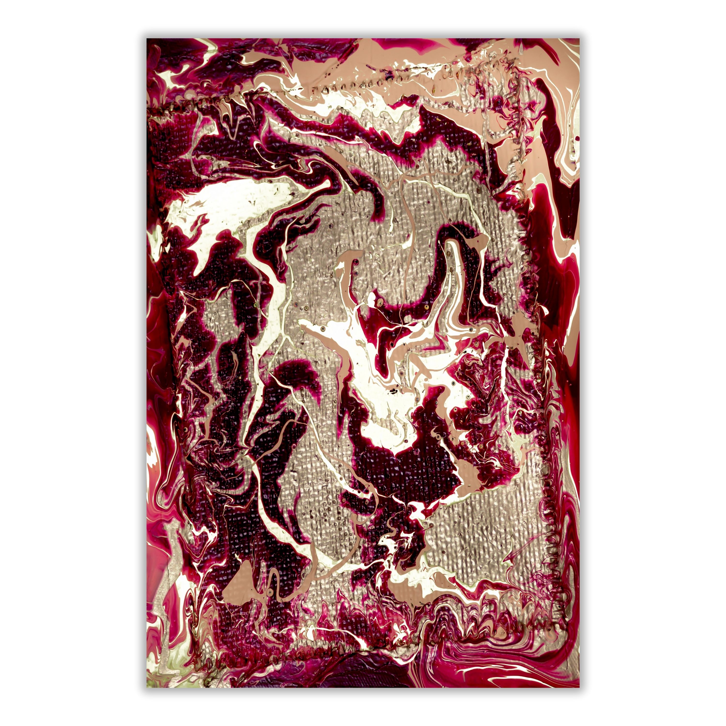 Burgundy Gold Abstract Print | Metallic Texture Wall Art 