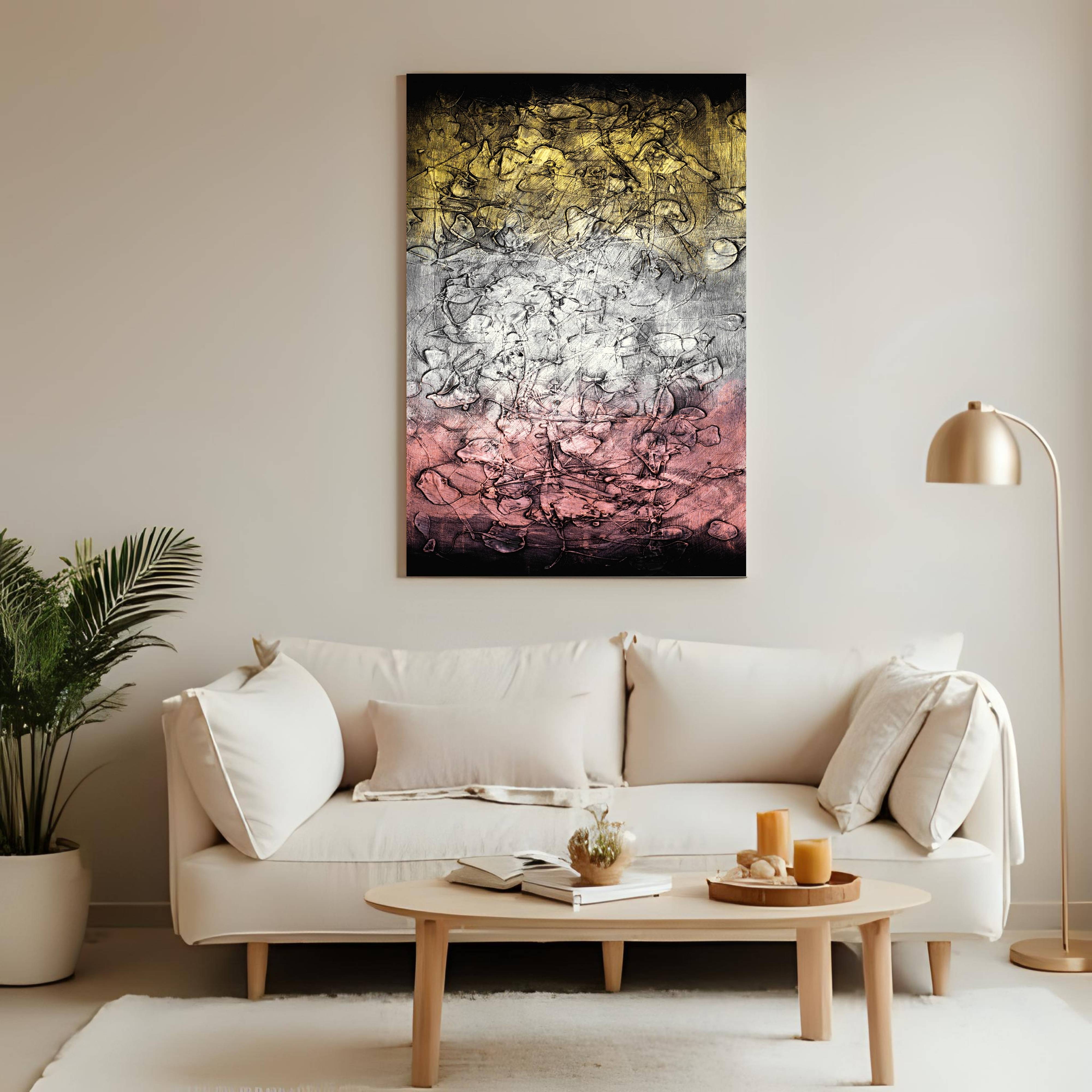 Gold Rose Abstract Print | Metallic Gradient Wall Art Digital Download 
