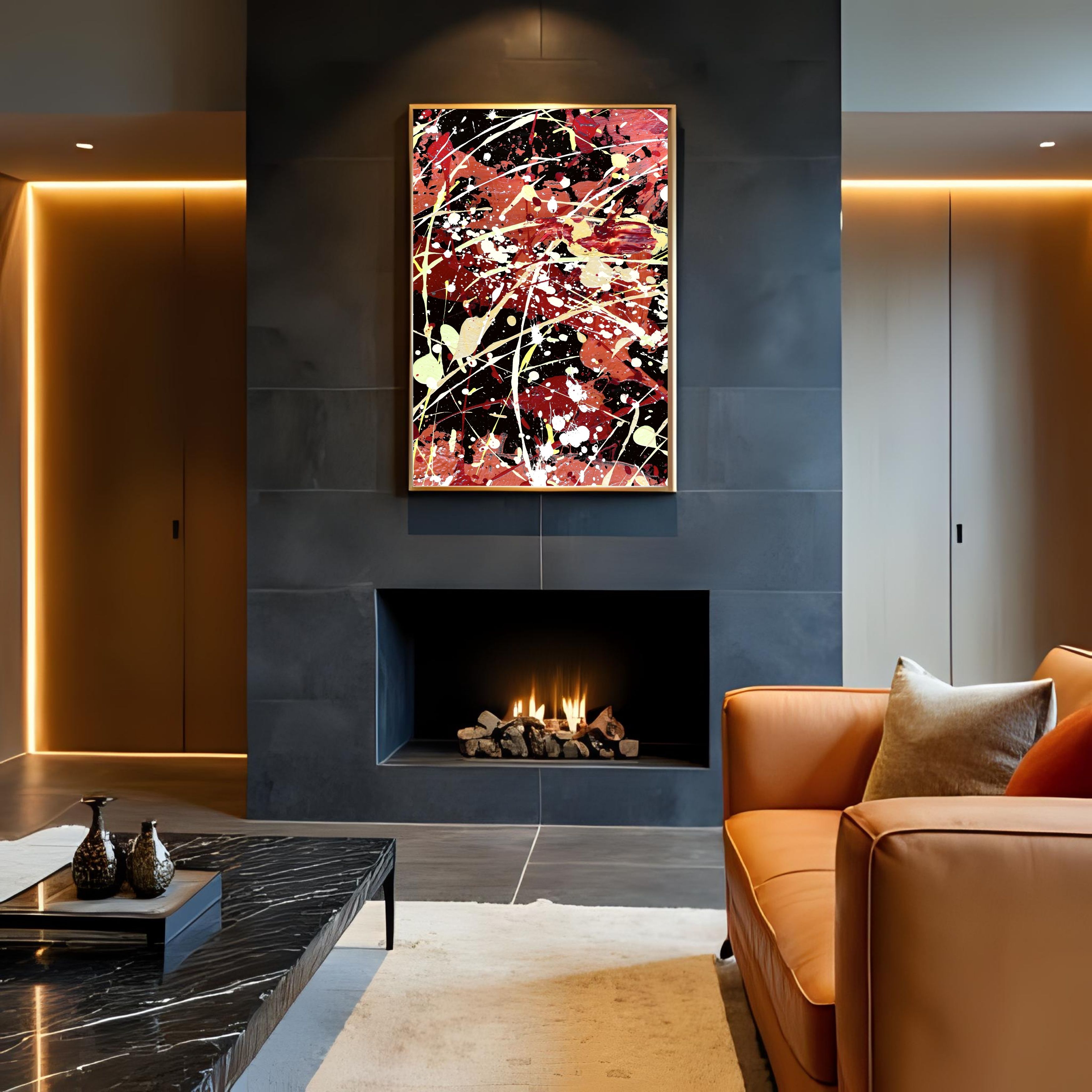 Red Drip Abstract Art | Splatter Wall Print 