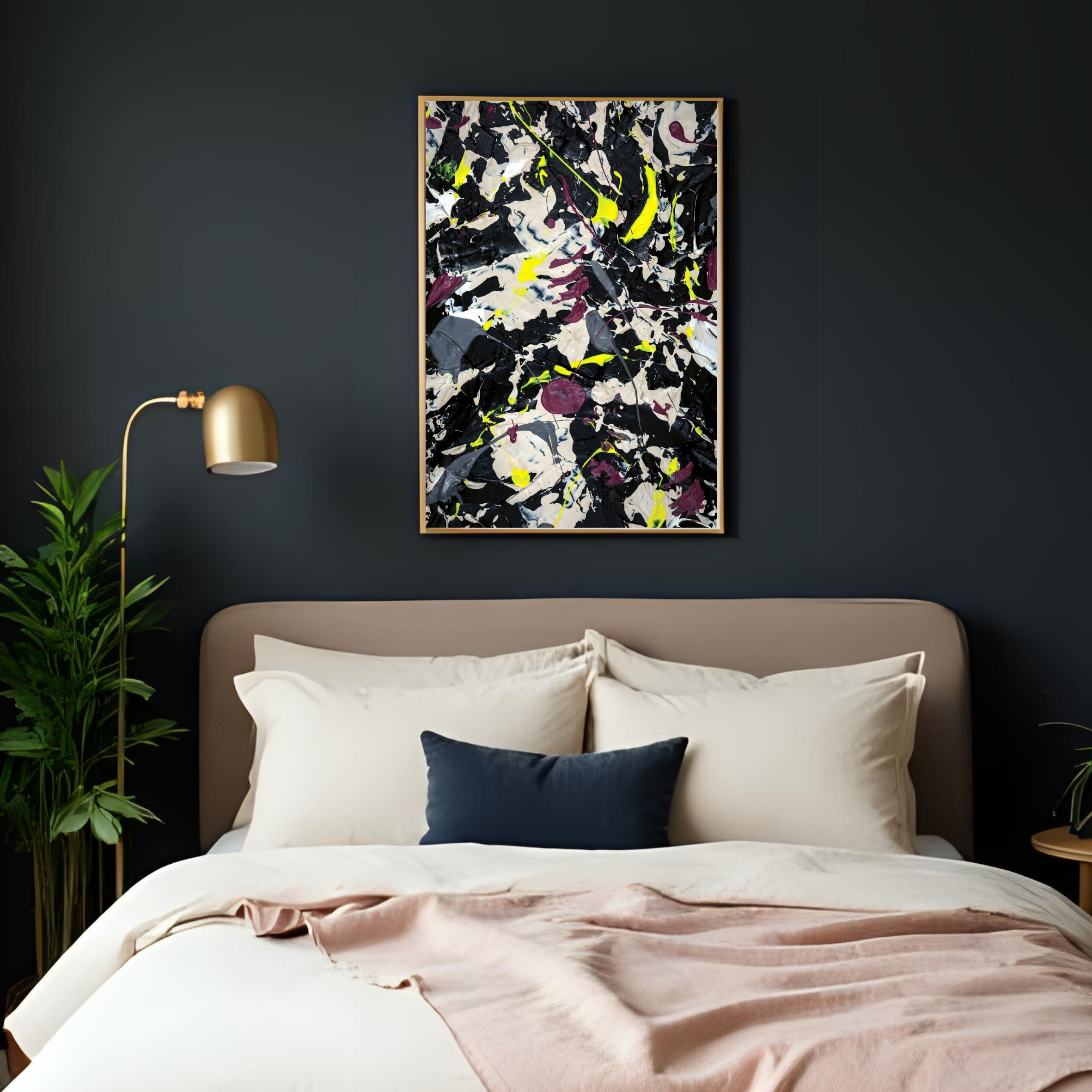 Black Yellow Abstract Art | Electric Energy Wall Decor