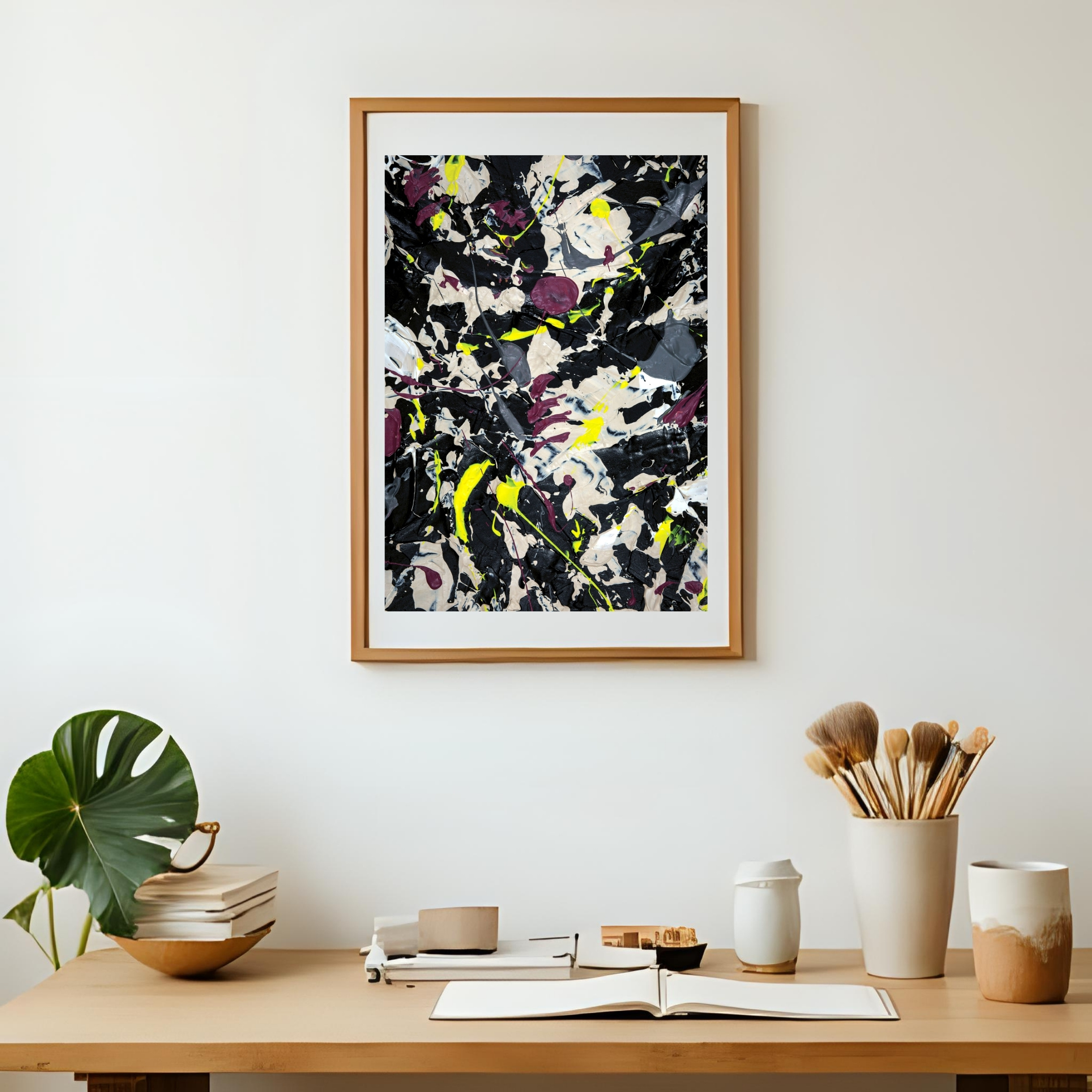 Black Yellow Abstract Art | Electric Energy Wall Decor