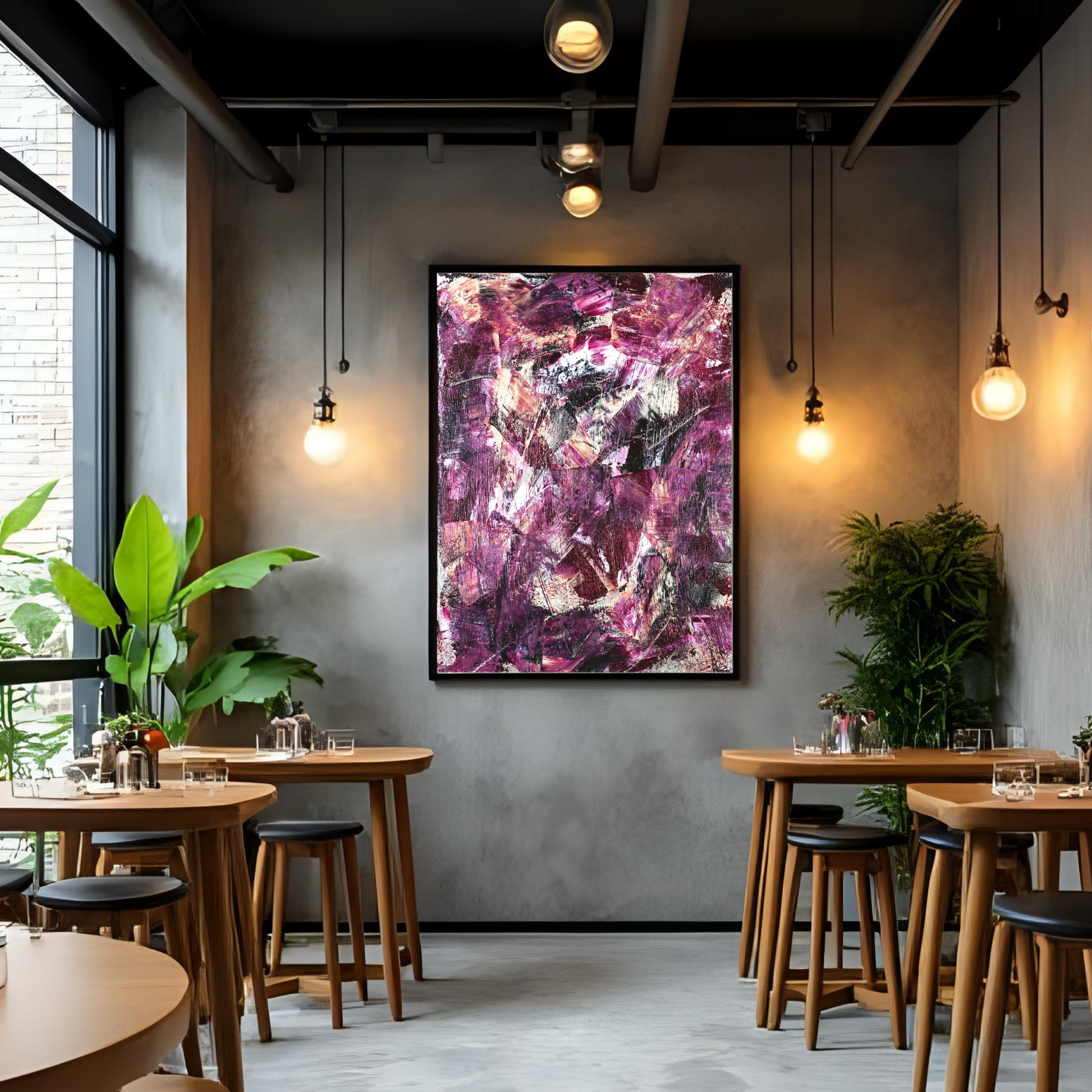 Purple Plum Abstract Art | Bold Textured Digital Print 
