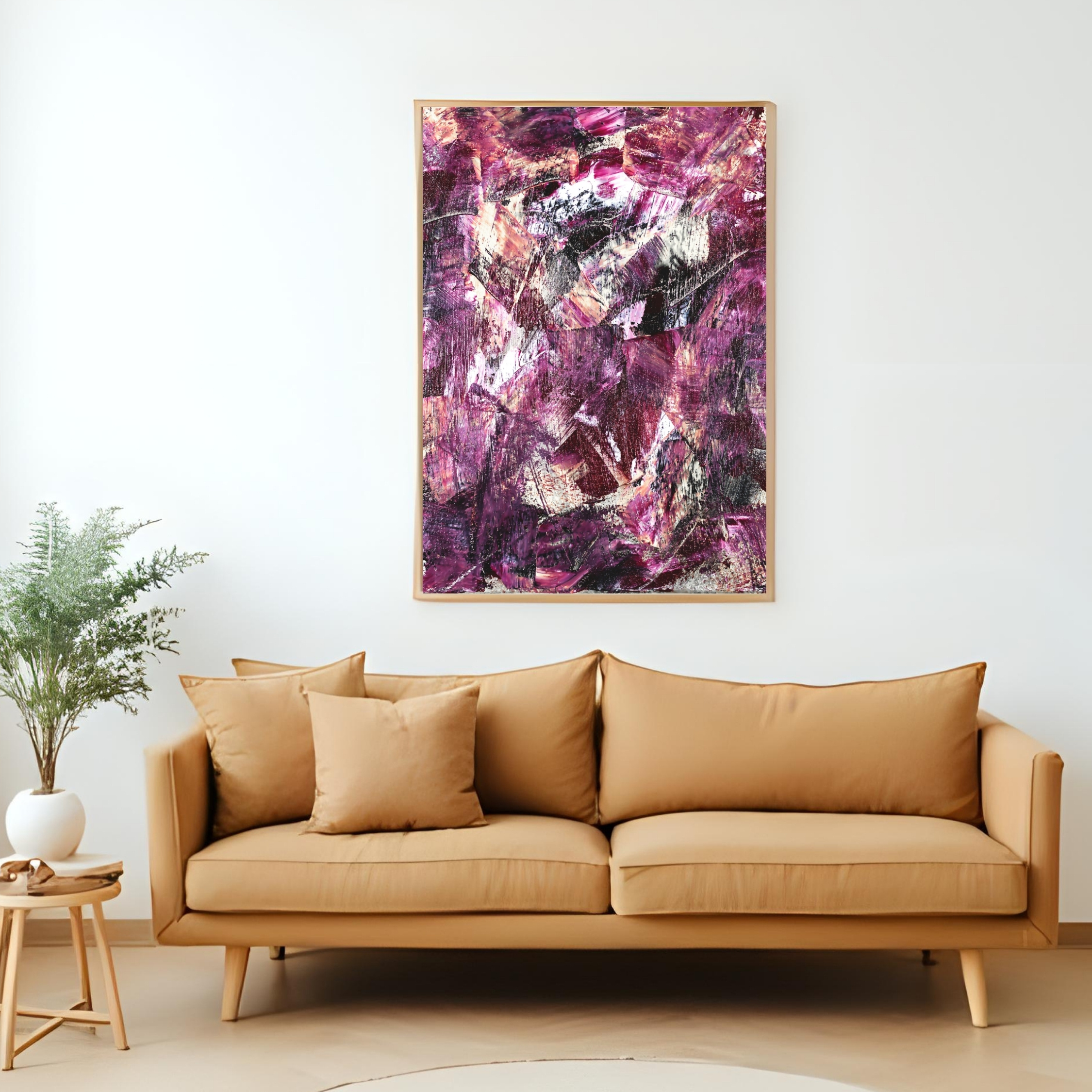 Purple Plum Abstract Art | Bold Textured Digital Print 