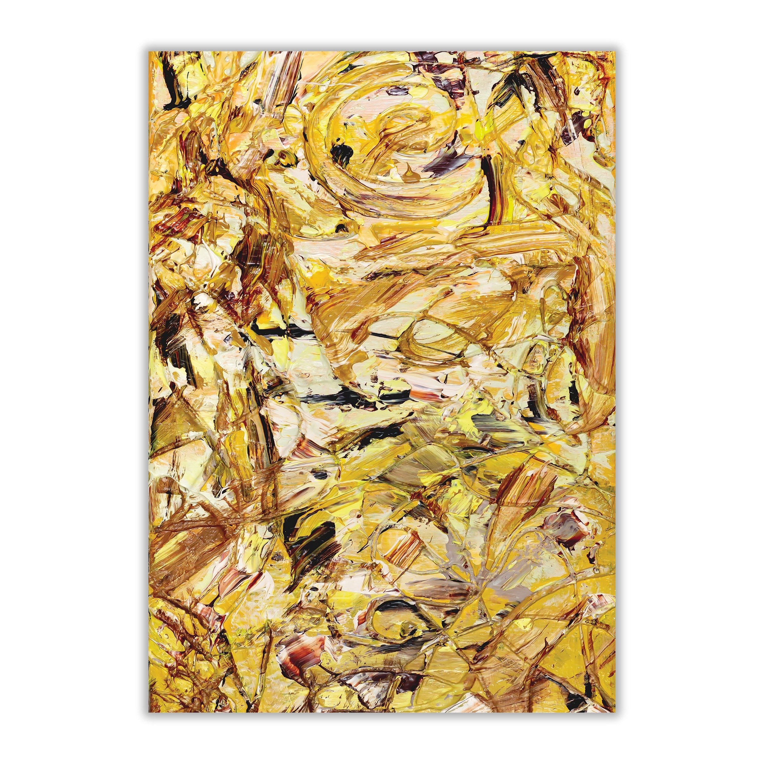 Yellow Gold Abstract Art | Blooming Metallic Texture