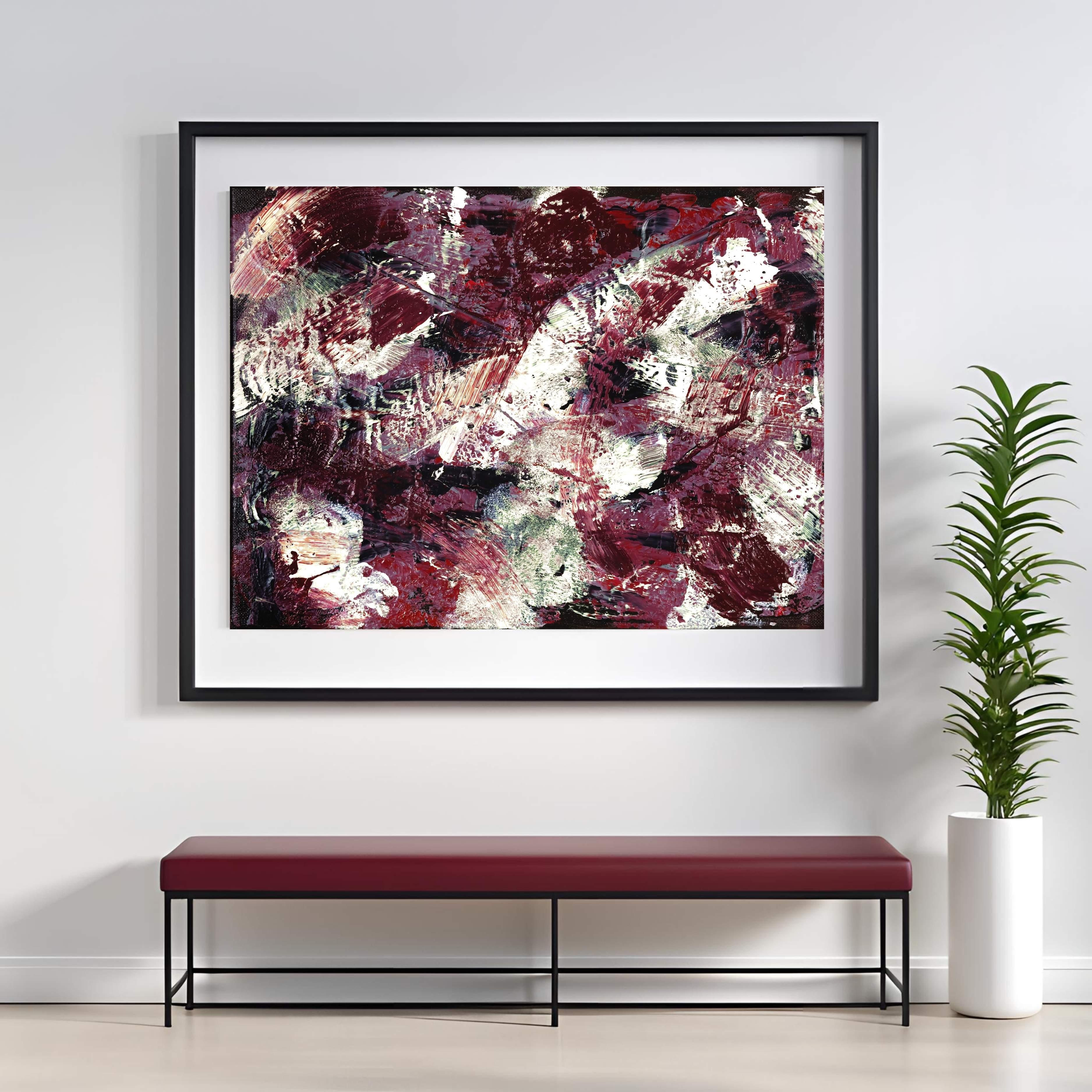 Bold Red Abstract Wall Art – Crimson Tension Texture Print