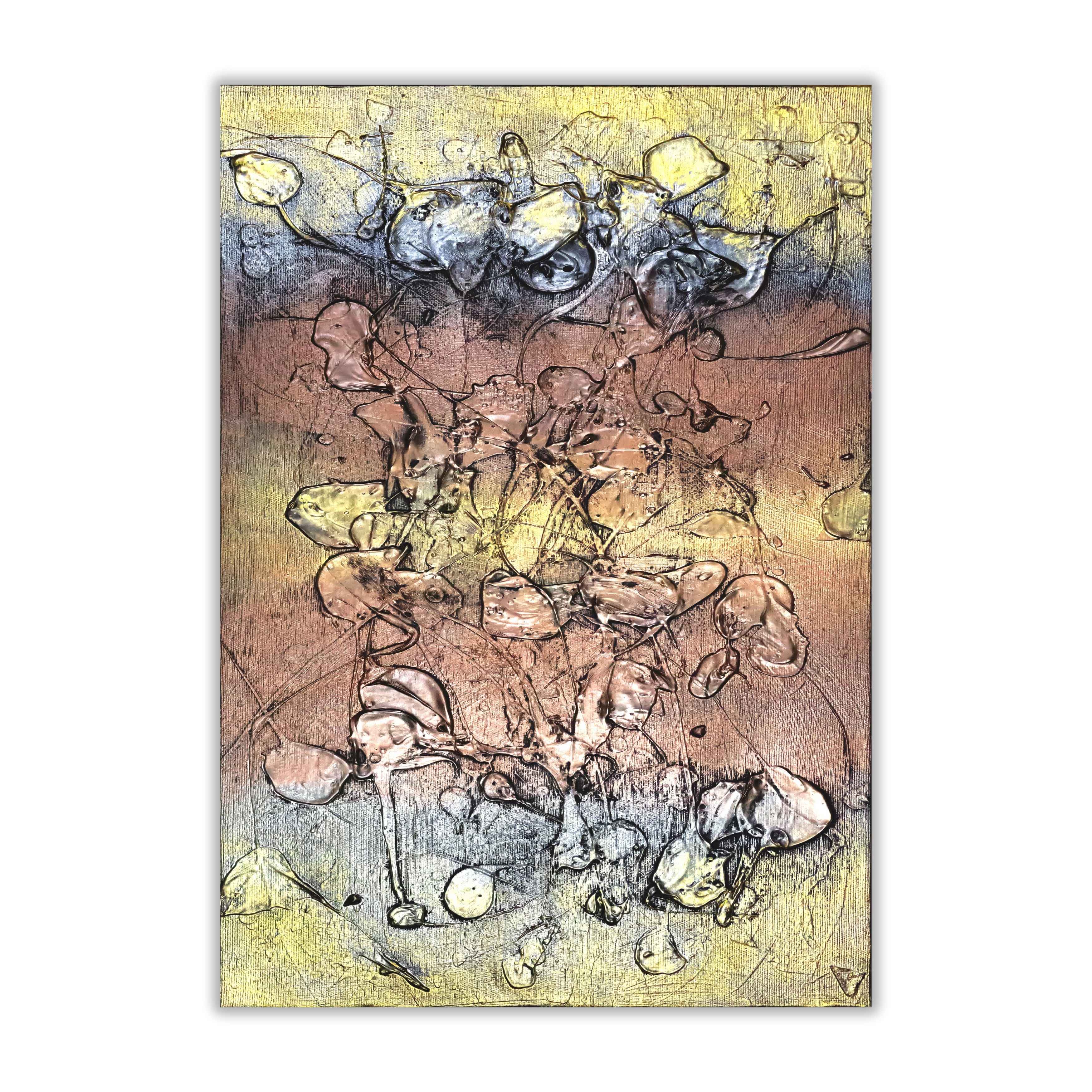 Gold Brown Abstract Art | Metallic Wall Print 