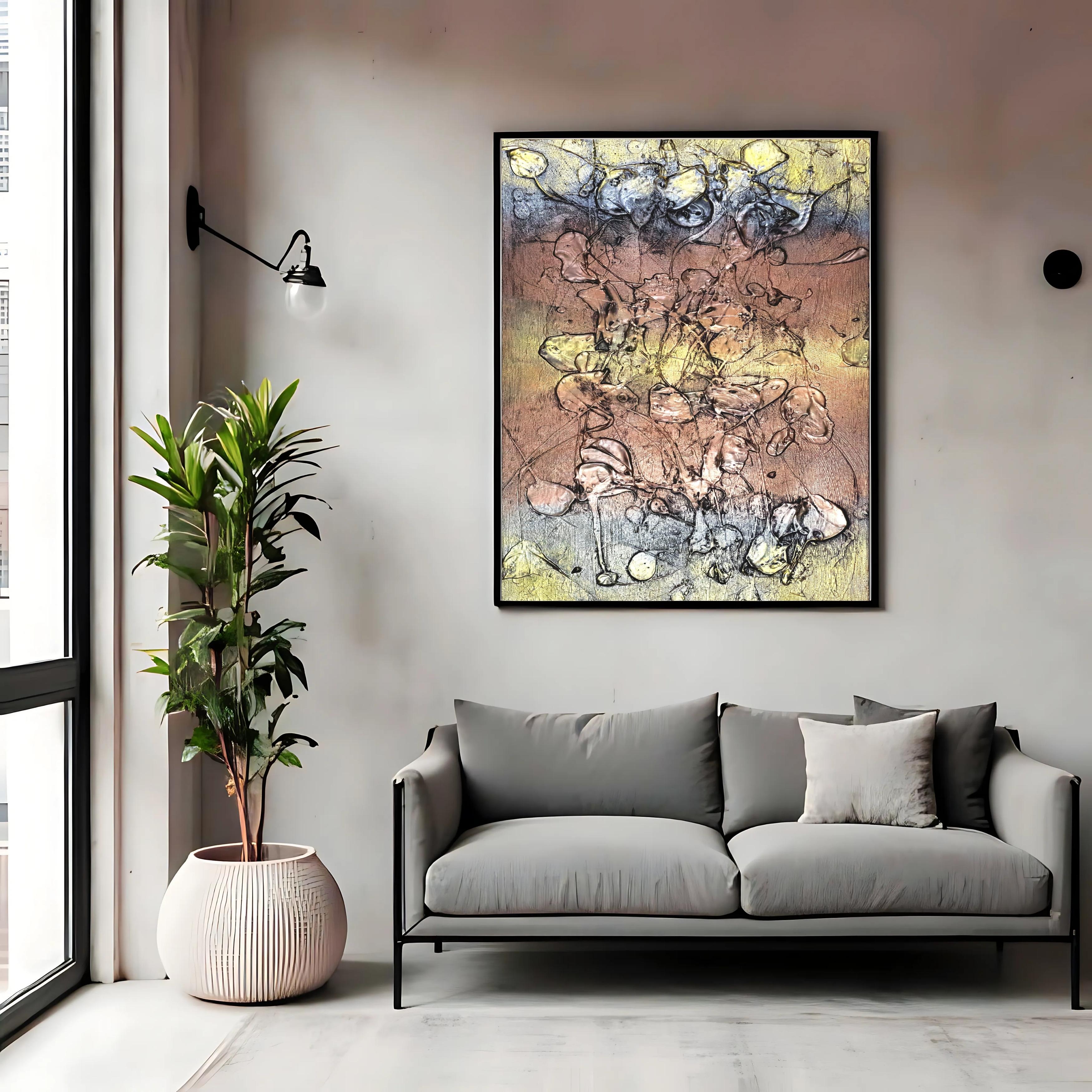 Gold Brown Abstract Art | Metallic Wall Print 