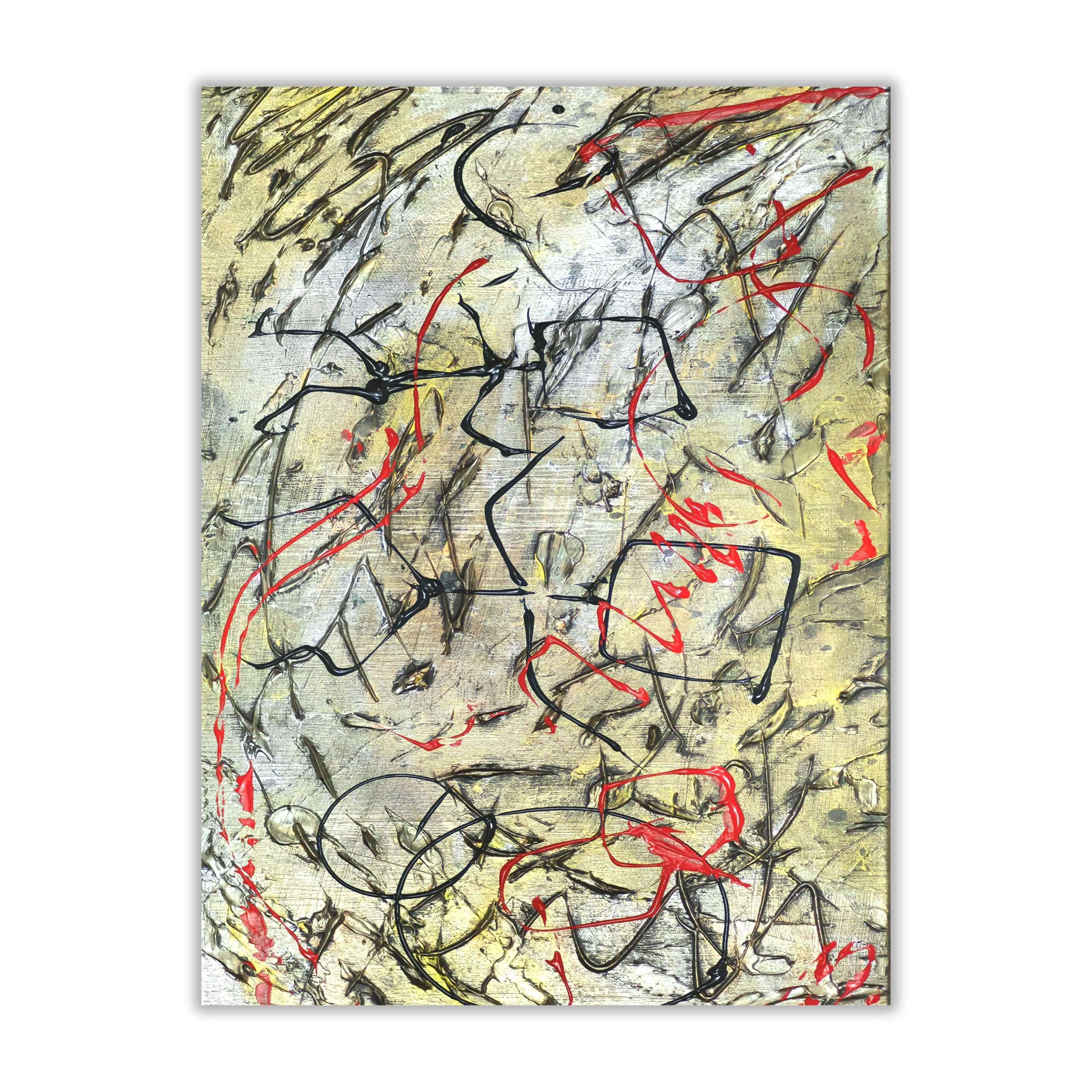 Gold Line Texture Art | Red Black Digital Wall Art Download