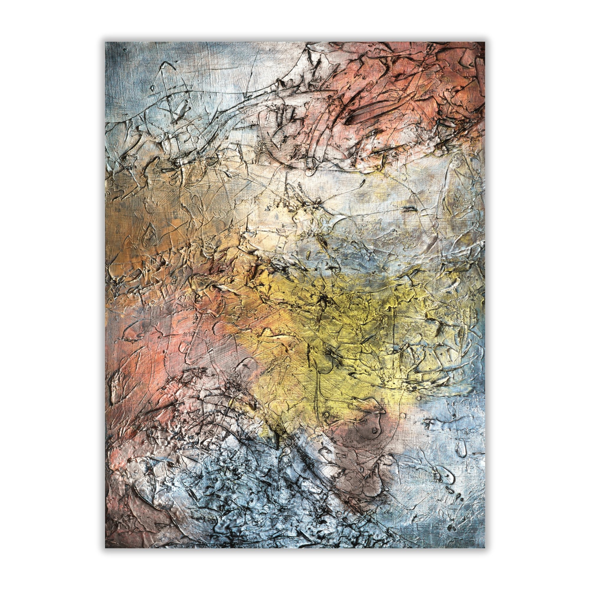 Pastel Metallic Wall Art | Rose Gold Blue Texture Print