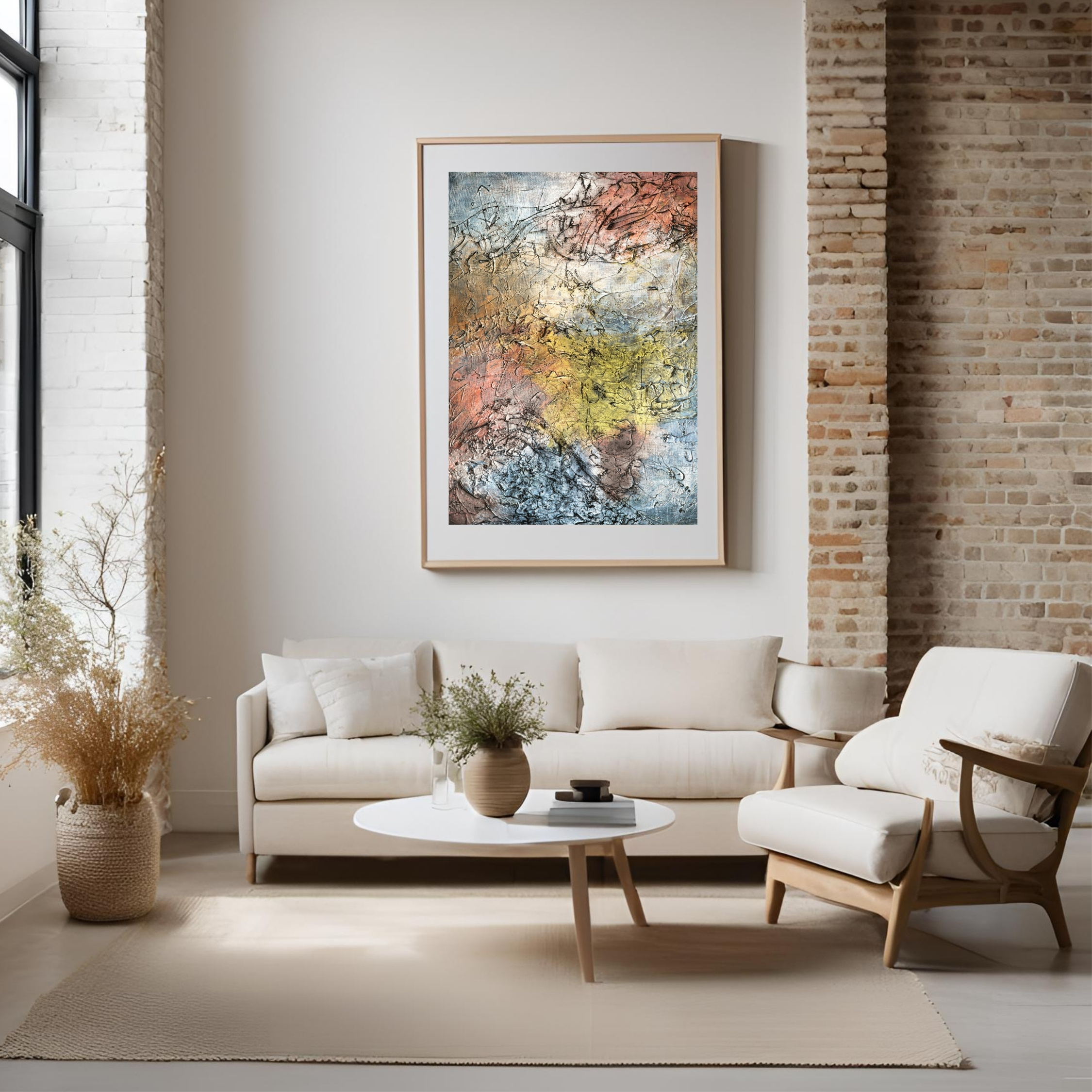 Pastel Metallic Wall Art | Rose Gold Blue Texture Print