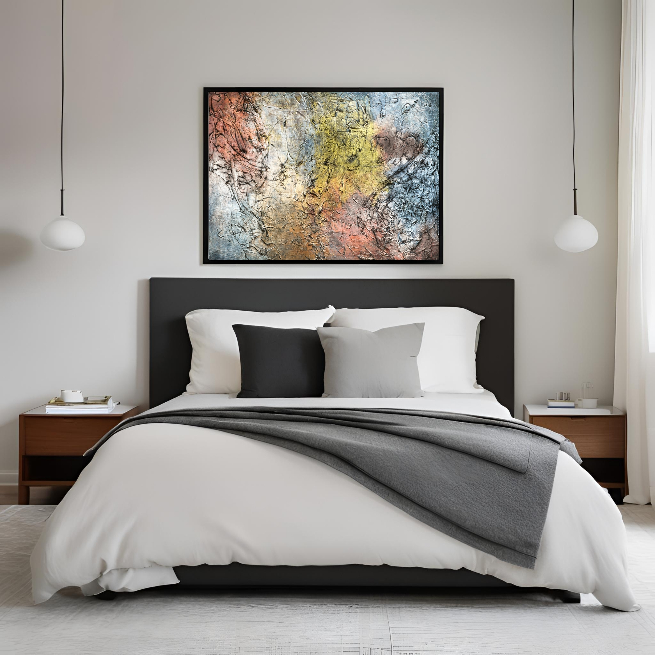 Pastel Metallic Wall Art | Rose Gold Blue Texture Print