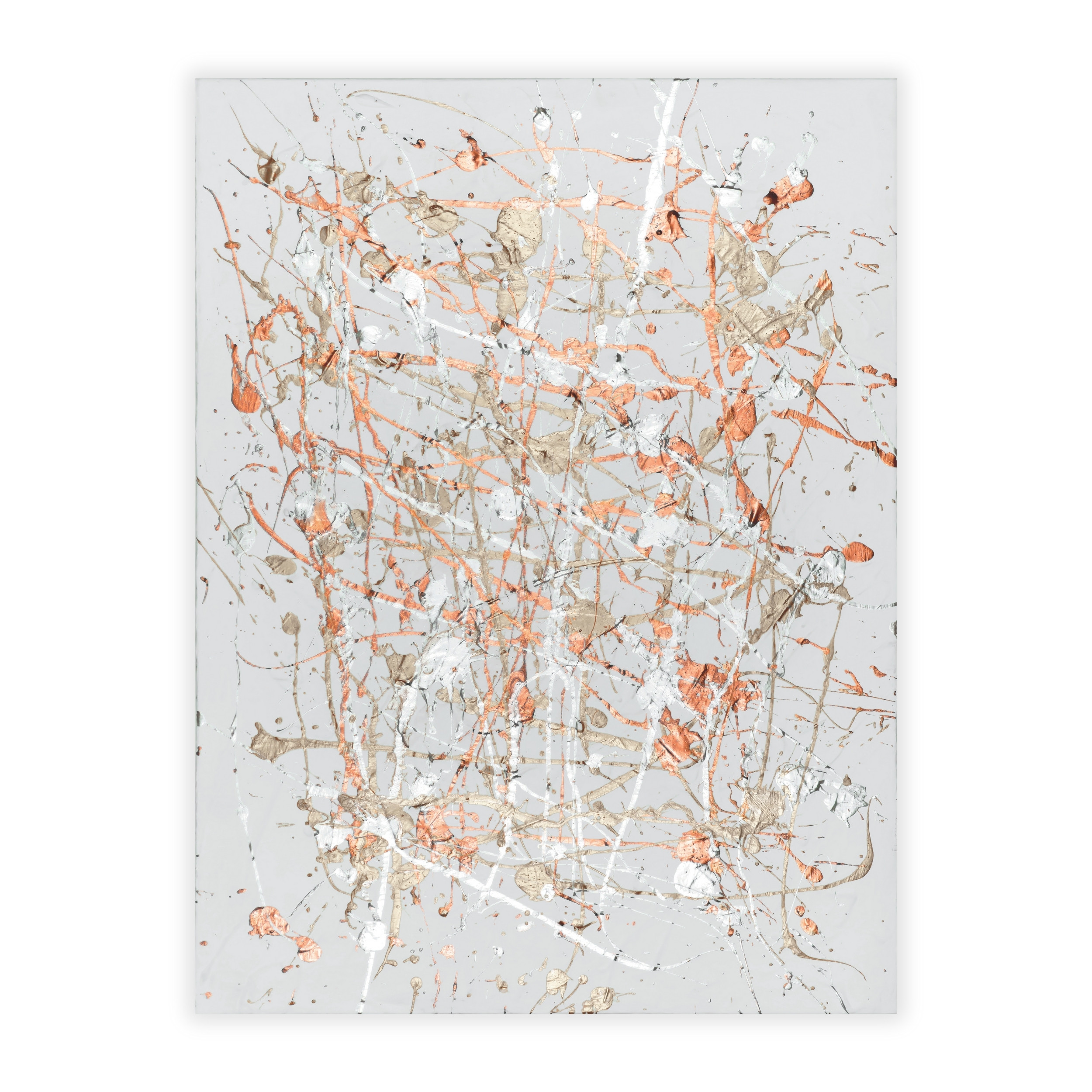 Metallic Splatter Wall Art – Copper Gold White Abstract Print 