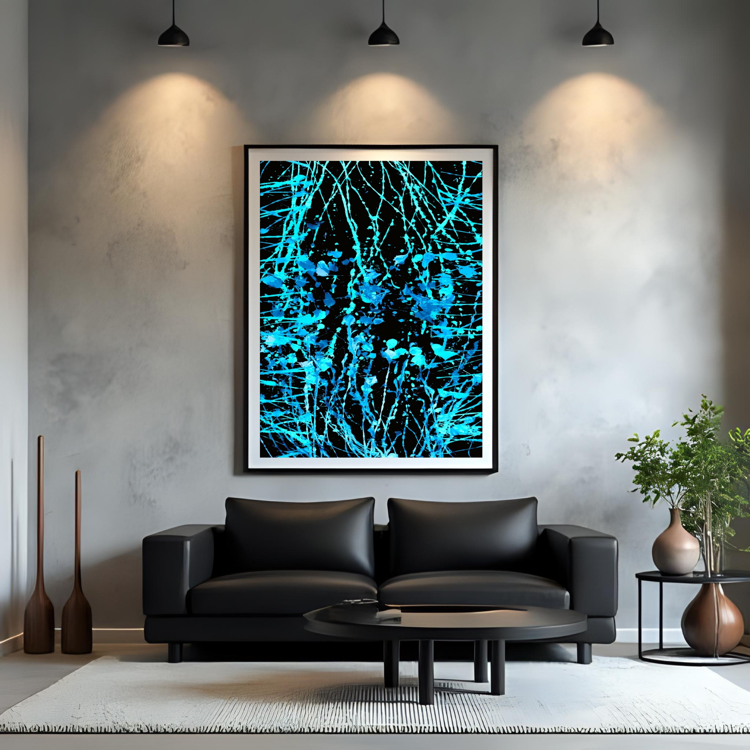 Neon Blue Abstract Print | Electric Pulse Digital Download