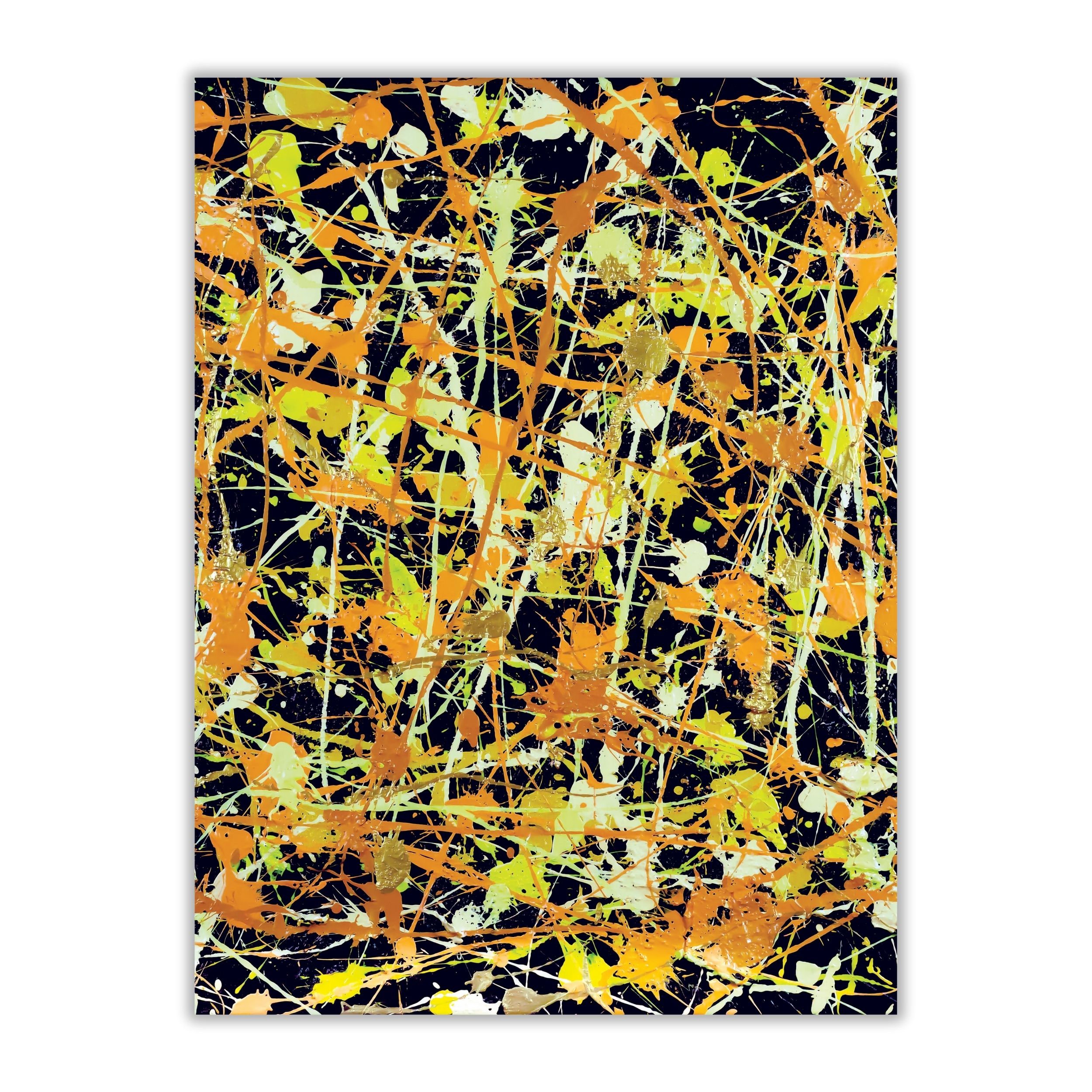Orange Yellow Abstract Art | Metallic Splatter Digital Download
