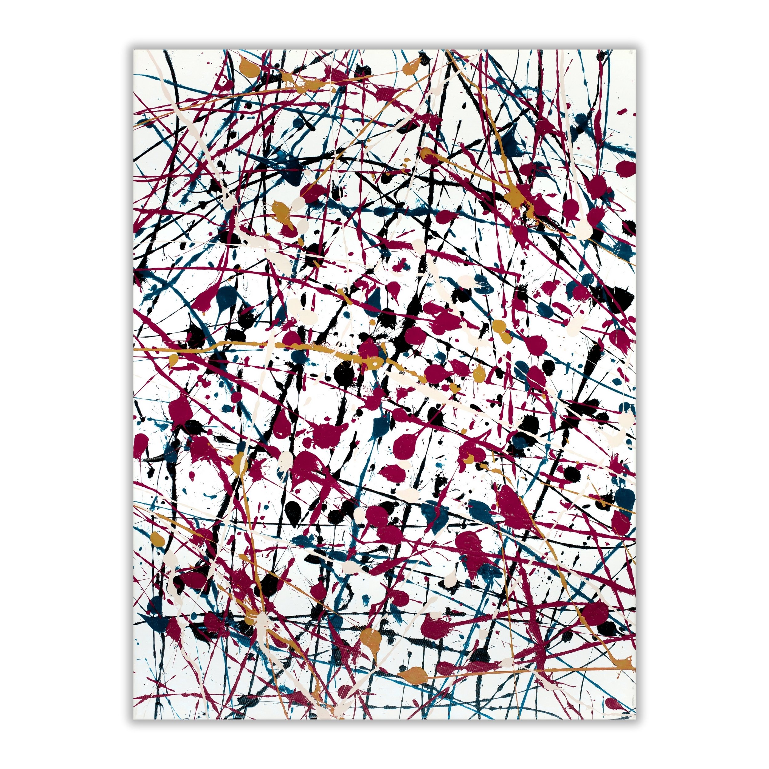 Burgundy Gold Splatter Art | Colorful Abstract Digital Print