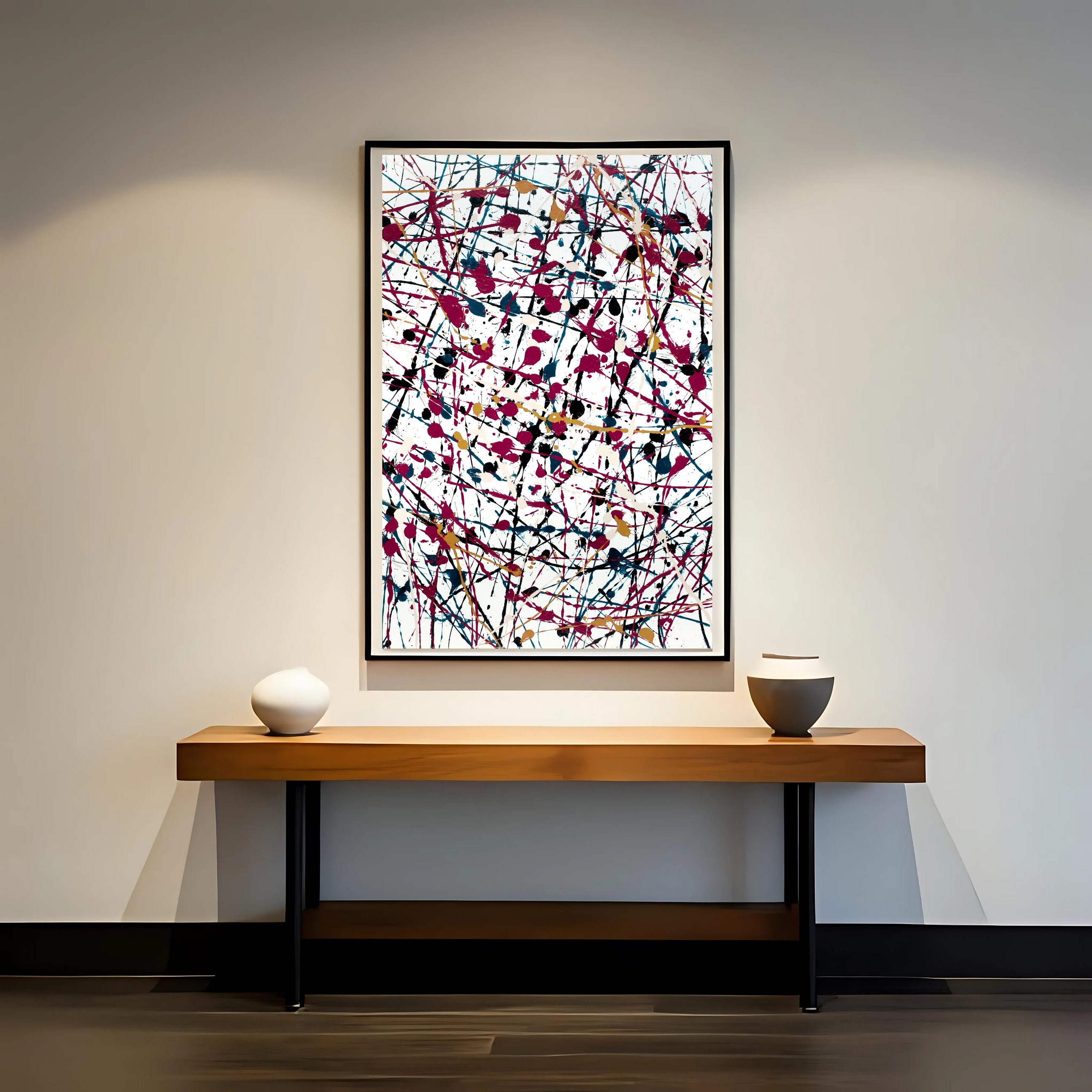 Burgundy Gold Splatter Art | Colorful Abstract Digital Print