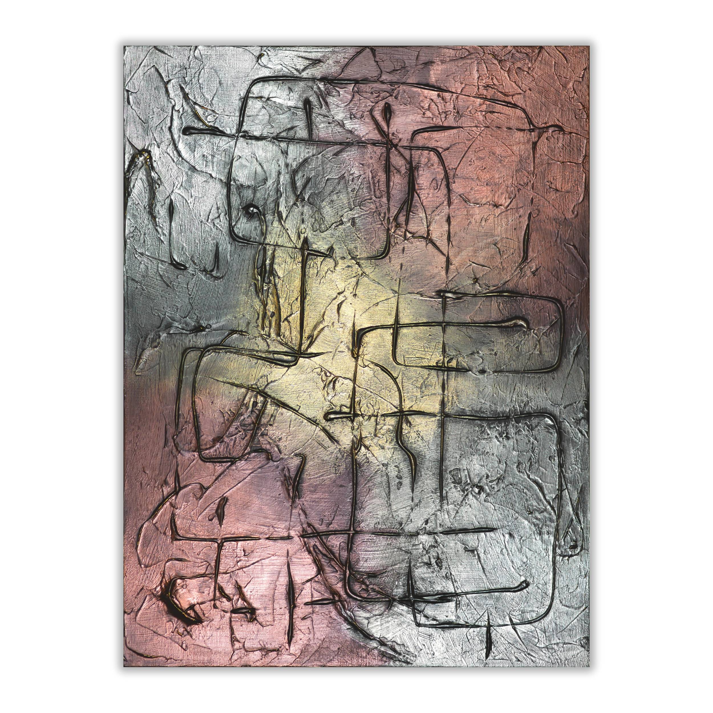 Silver Pink Abstract Art | Textured Minimalist Digital Print
