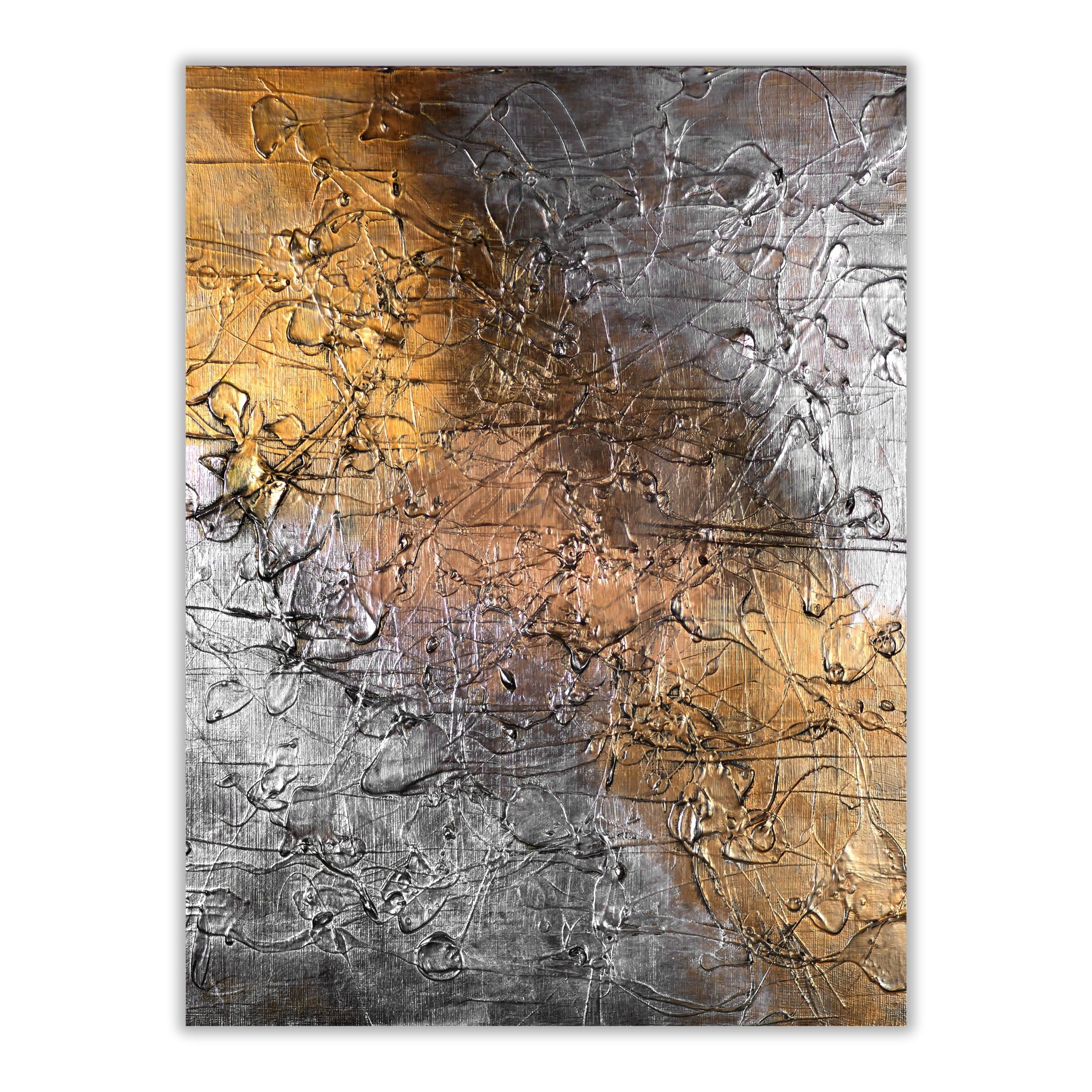 Gold Silver Texture Wall Art | Hand Painted Digital Download