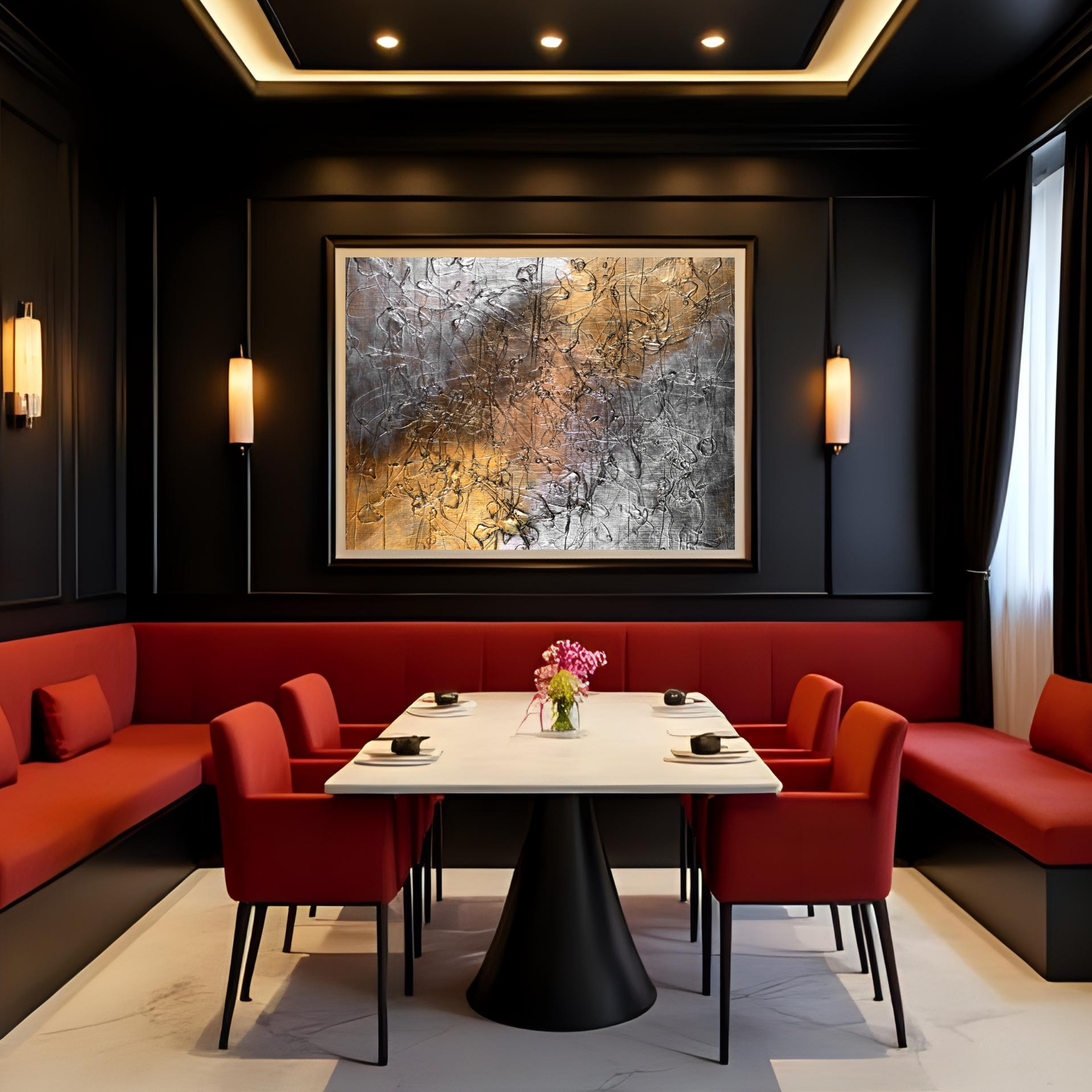 Gold Silver Texture Wall Art | Hand Painted Digital Download