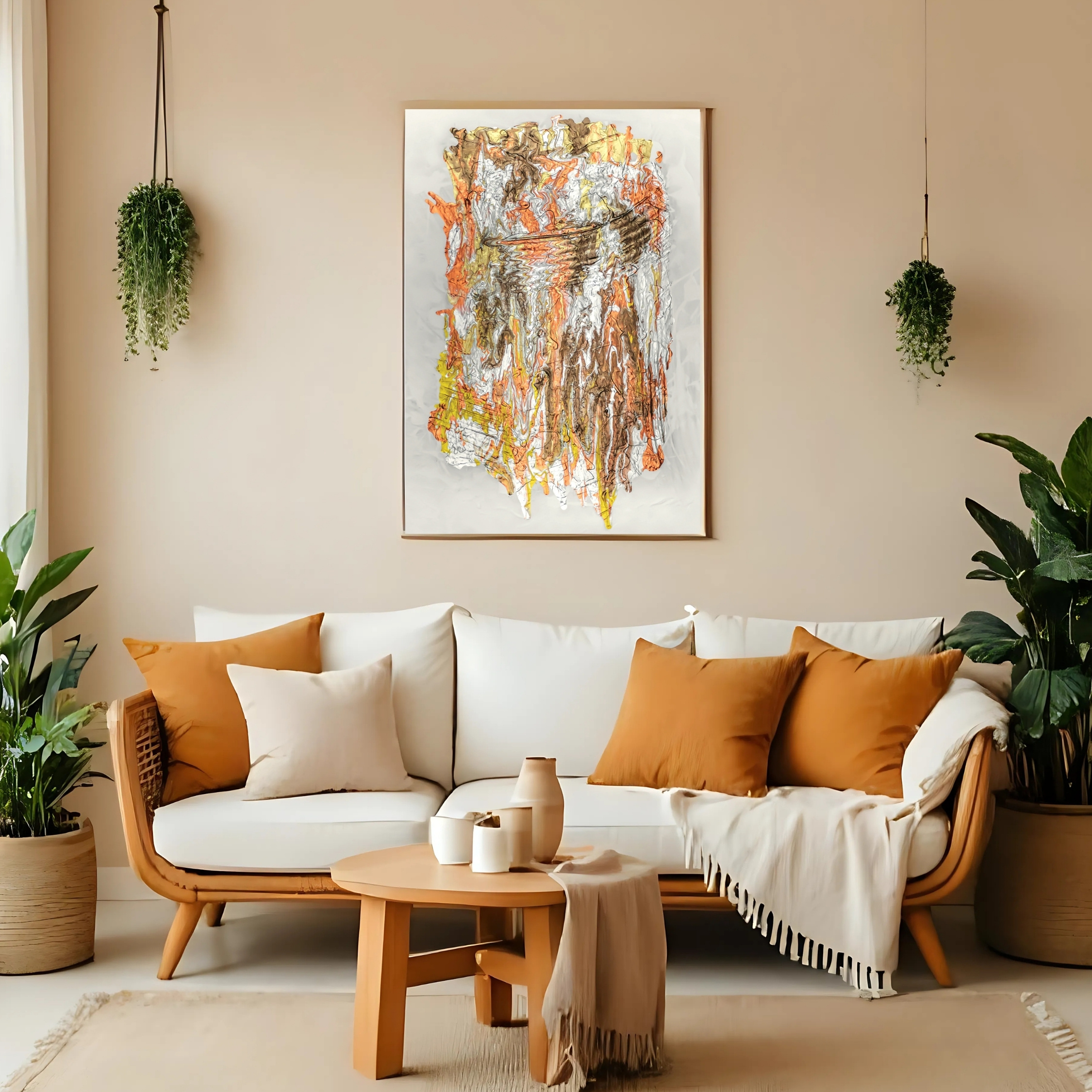 Metallic Earth Abstract Wall Art | Textured Warm Digital Print