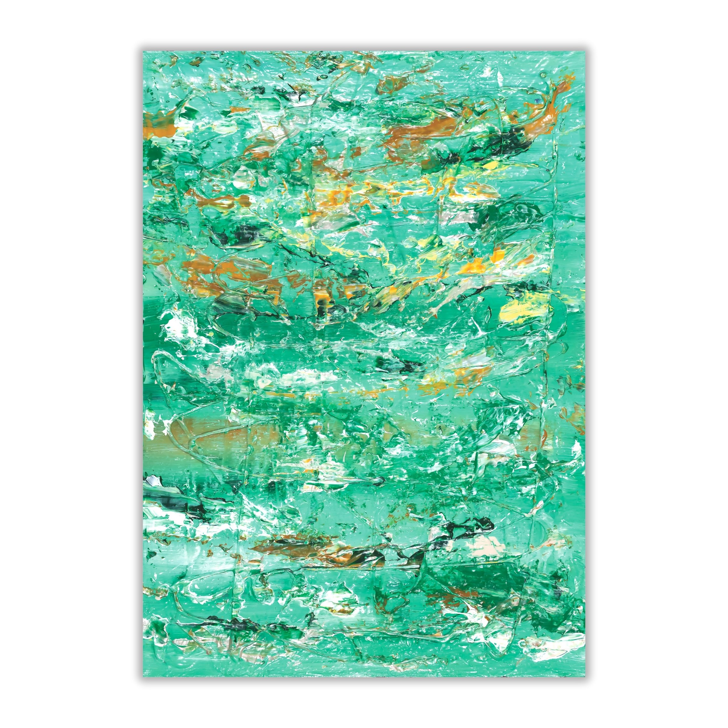 Ocean Green Abstract Wall Art | Aqua Gold Digital Download
