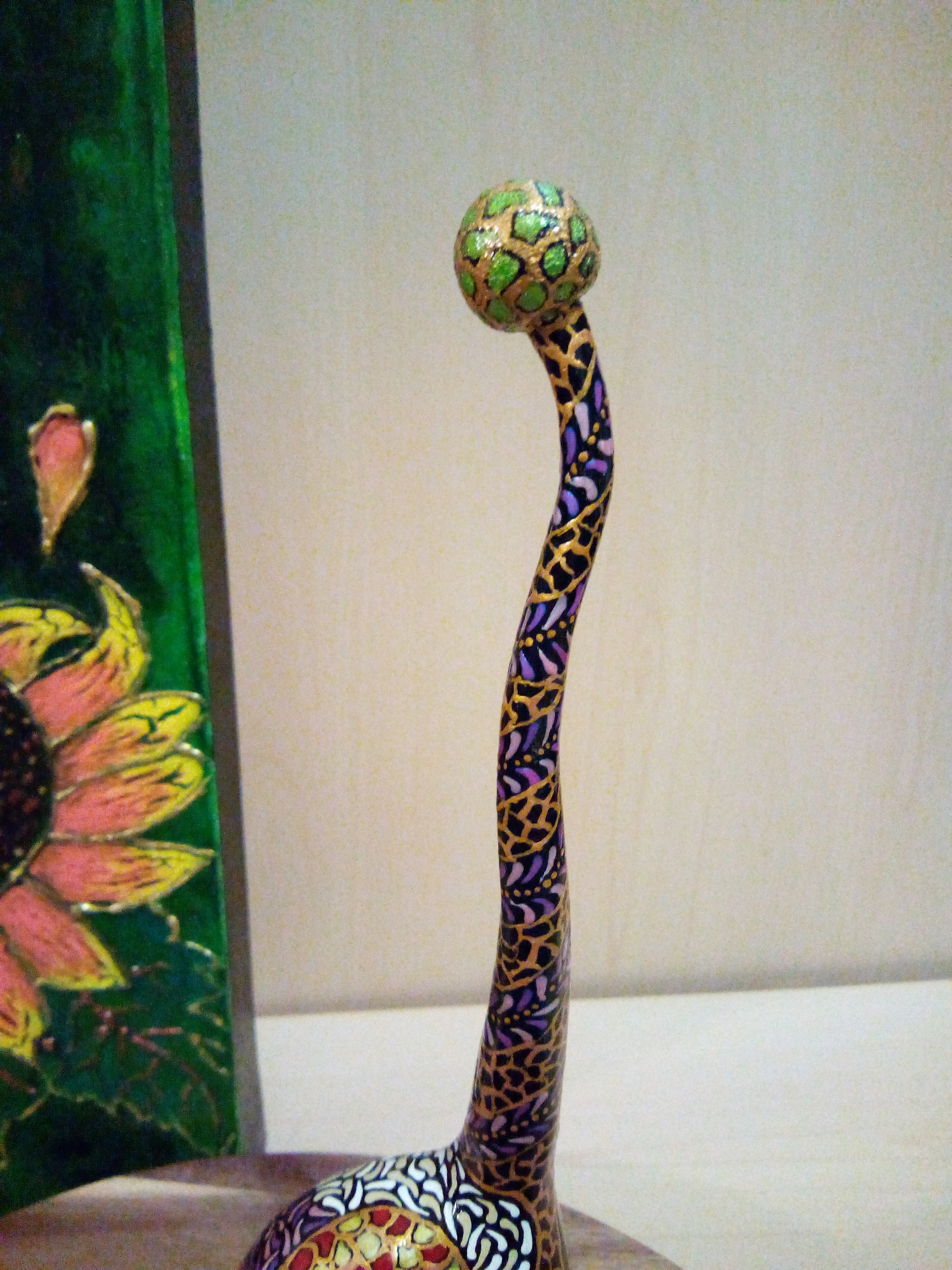 Chat colorée en bois