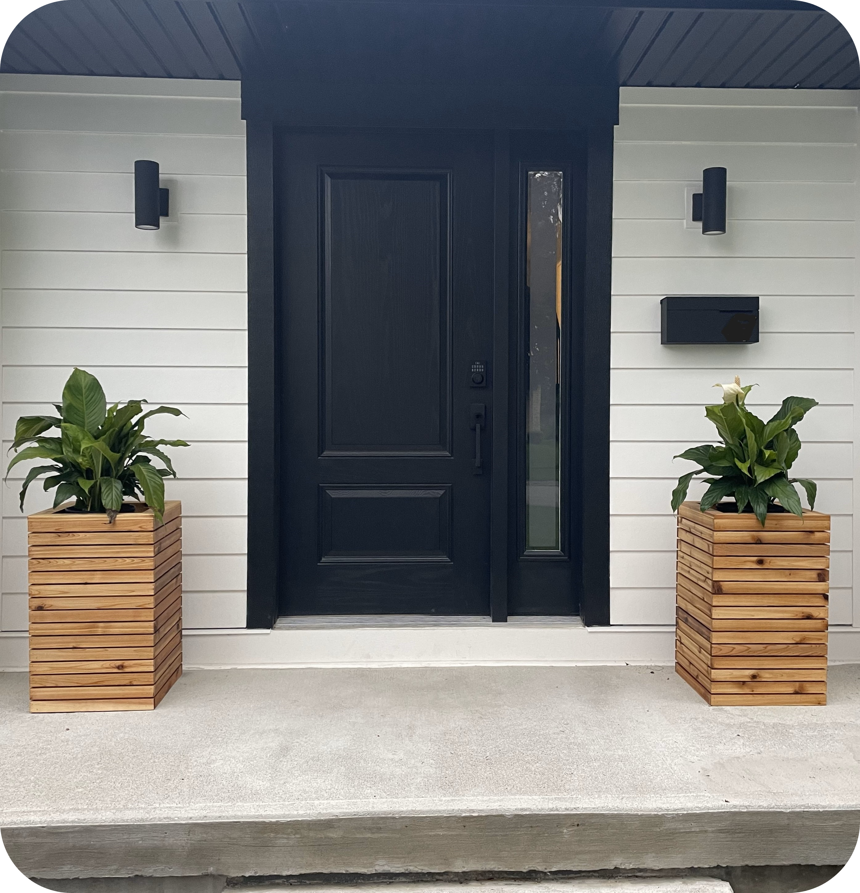 Modern slat wood planters