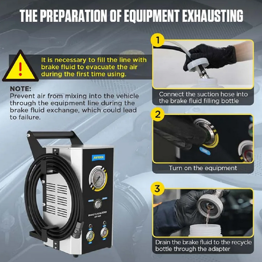 Autool AST609 Car Pulsating Brake Oil Changer Brake Extractor Oil Pump Machine Brake Bleeder Pumping Fluid Pump Kit 110V 220V