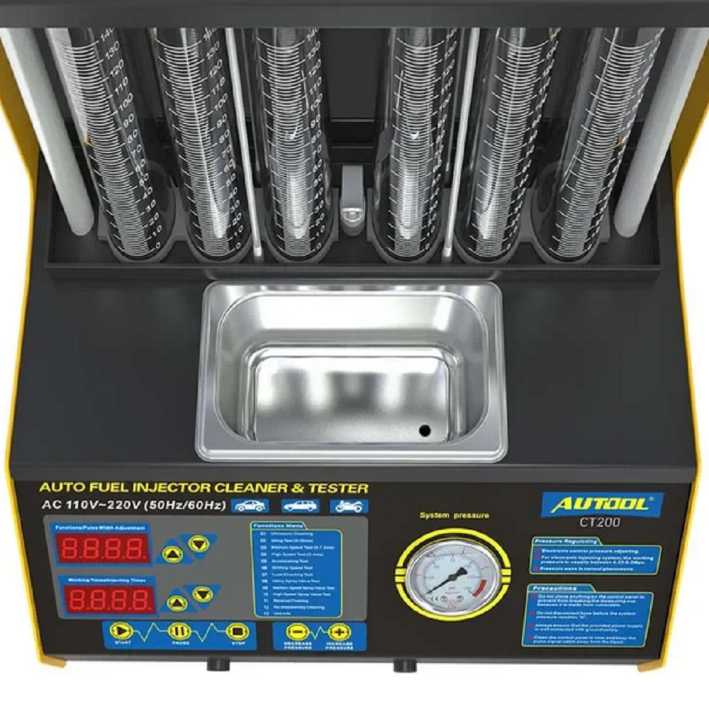 AUTOOL CT200 Auto Petrol Injector Fuel Injector Cleaning Machine 6 Cylinder Ultrasonic Injector Cleaner and Tester