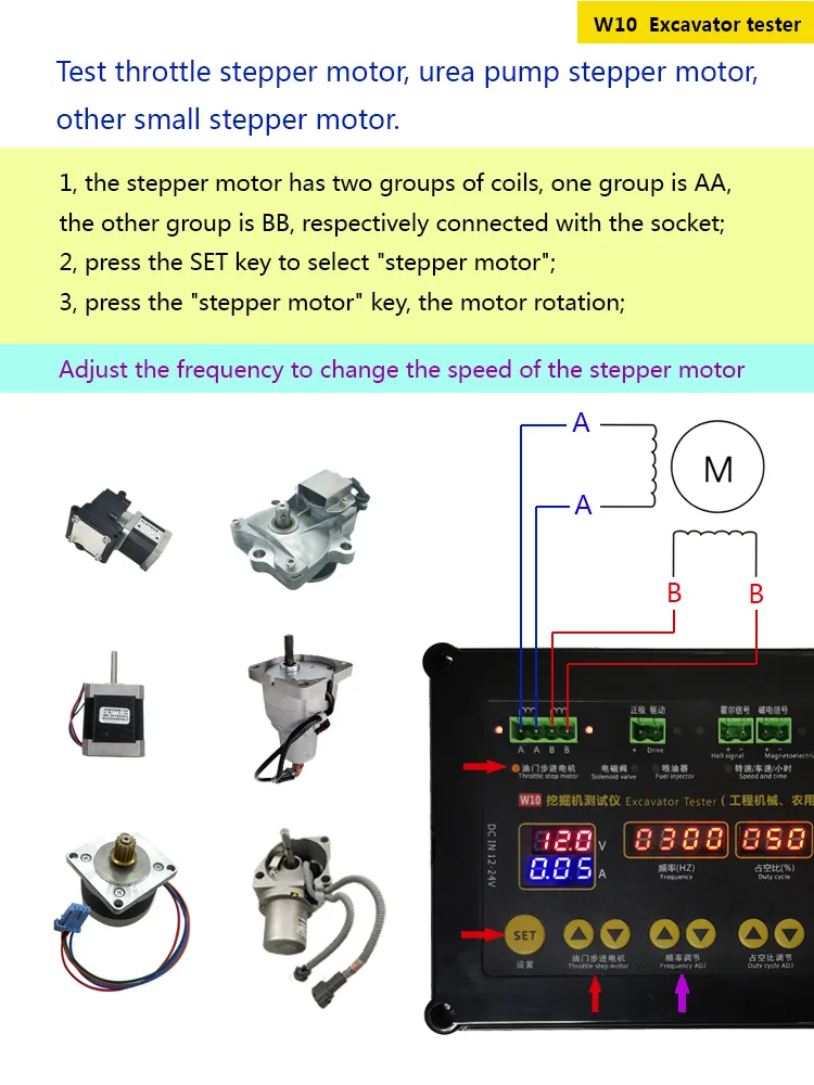 W10 Driver Agricultural Construction Injector Stepp Motor Urea Pump Solenoid Valve Actuator Repair Excavator Tester for Truck OBD2 Truck Scanner 