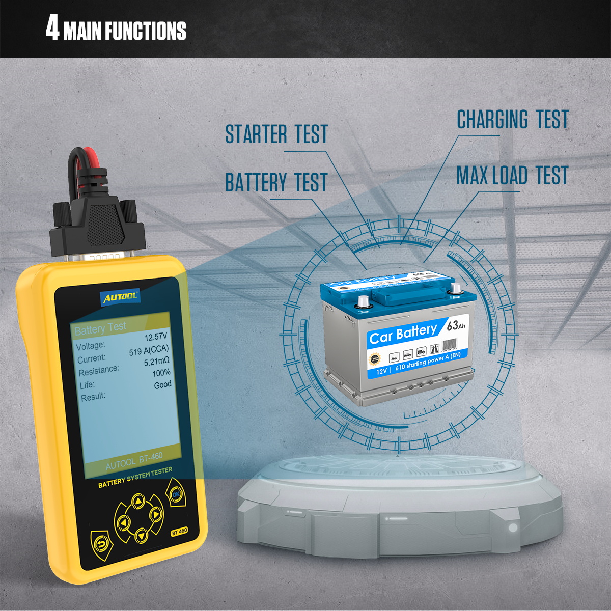 Autool BT460 Car Battery Tester Automobile Battery Analyzer Load Tester Tester Machine Charging Starting Systems Tester 12V 24V